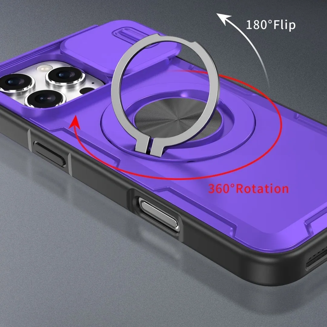 2-in-1 Magnetic Sliding Lens Case, Purple for iPhone 16 Pro Max - Image 2