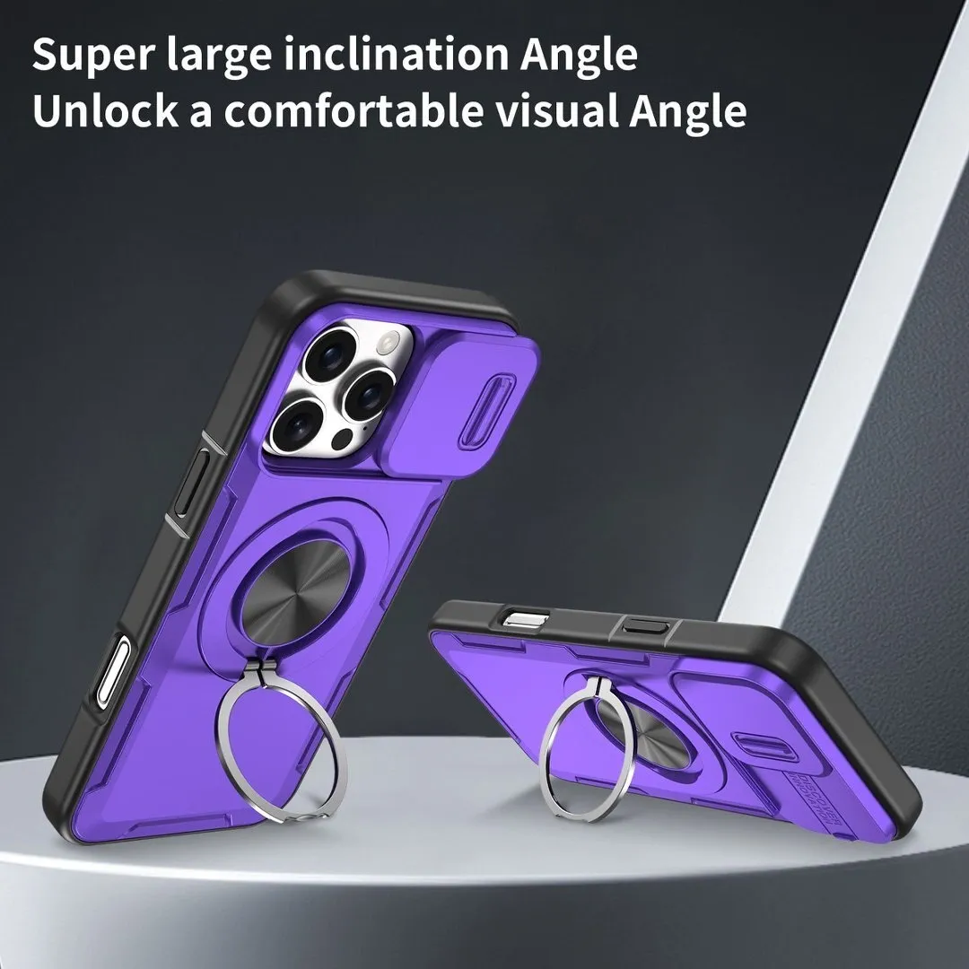 2-in-1 Magnetic Sliding Lens Case, Purple for iPhone 16 Pro Max - Image 3