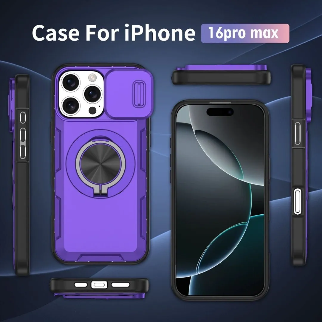 2-in-1 Magnetic Sliding Lens Case, Purple for iPhone 16 Pro Max - Image 5