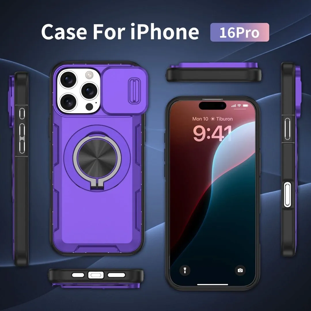 2-in-1 Magnetic Sliding Lens Case, Purple for iPhone 16 Pro - Image 5