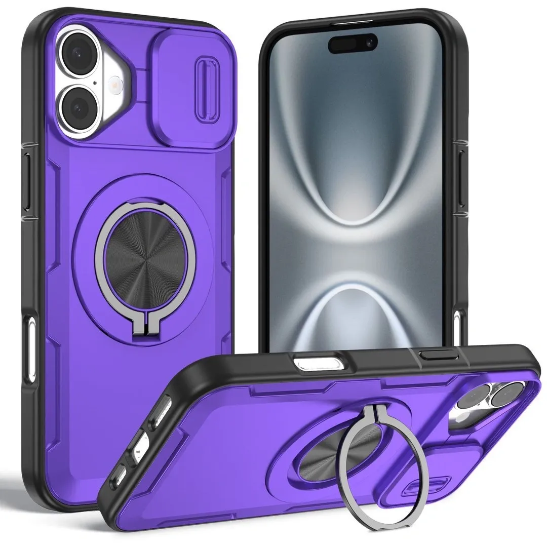 2-in-1 Magnetic Sliding Lens Case, Purple for iPhone 17 - Image 1