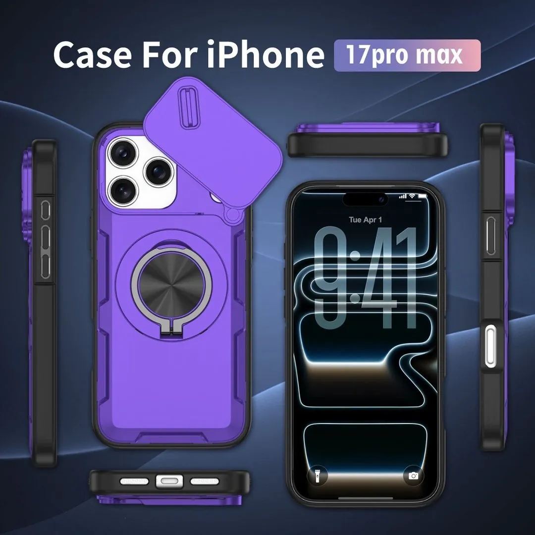 2-in-1 Magnetic Sliding Lens Case, Purple for iPhone 17 Pro Max - Image 5