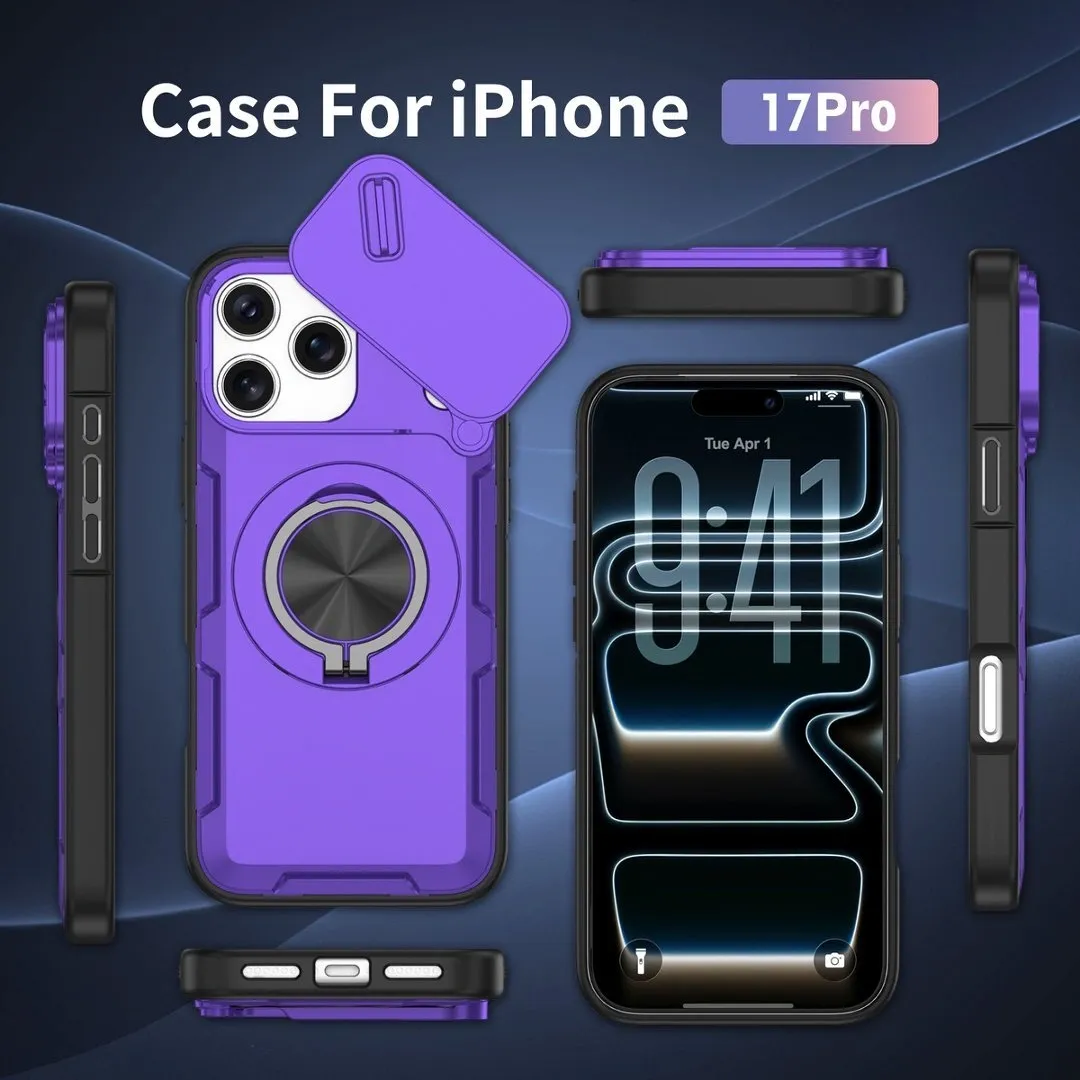 2-in-1 Magnetic Sliding Lens Case, Purple for iPhone 17 Pro - Image 5