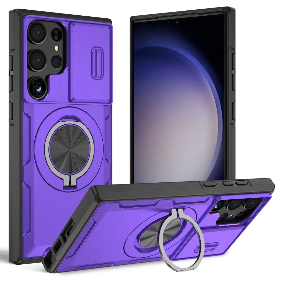 2-in-1 Magnetic Sliding Lens Case, Purple for Samsung S23Ultra - Image 1