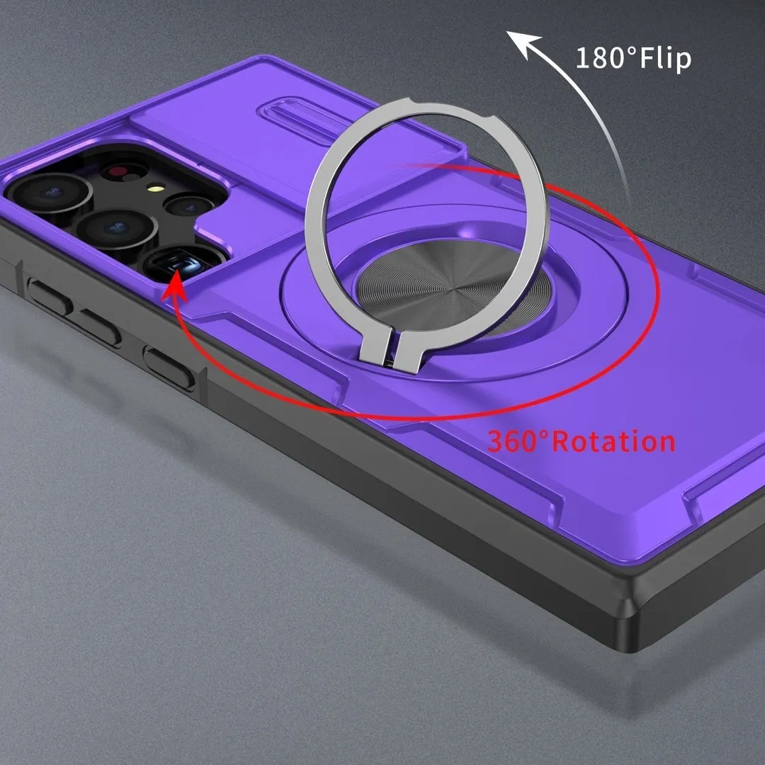 2-in-1 Magnetic Sliding Lens Case, Purple for Samsung S23Ultra - Image 2