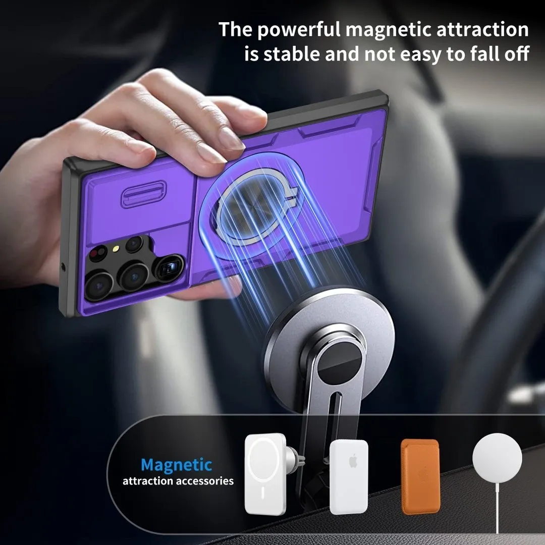 2-in-1 Magnetic Sliding Lens Case, Purple for Samsung S23Ultra - Image 4
