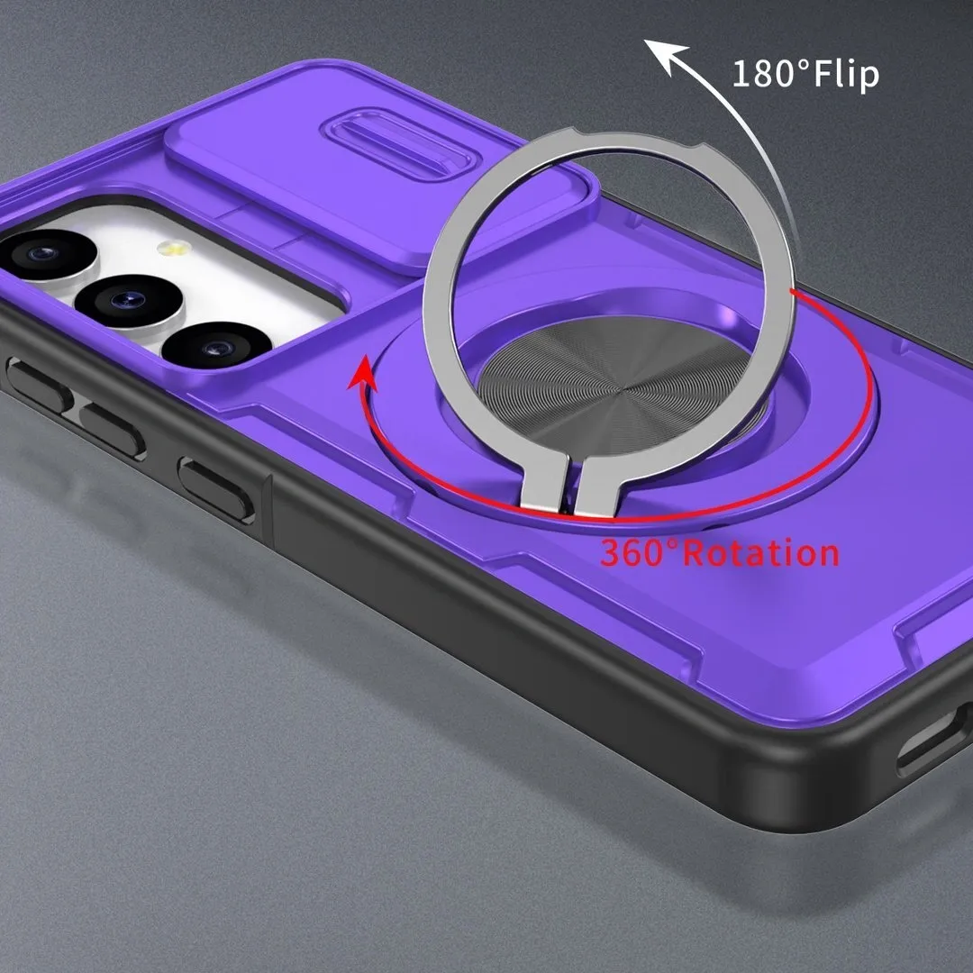 2-in-1 Magnetic Sliding Lens Case, Purple for Samsung S24 - Image 2