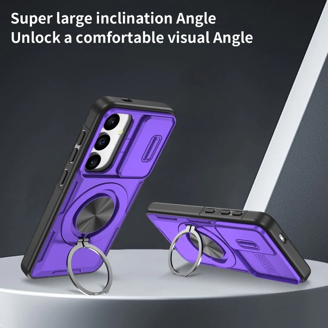 2-in-1 Magnetic Sliding Lens Case, Purple for Samsung S24 - Image 4
