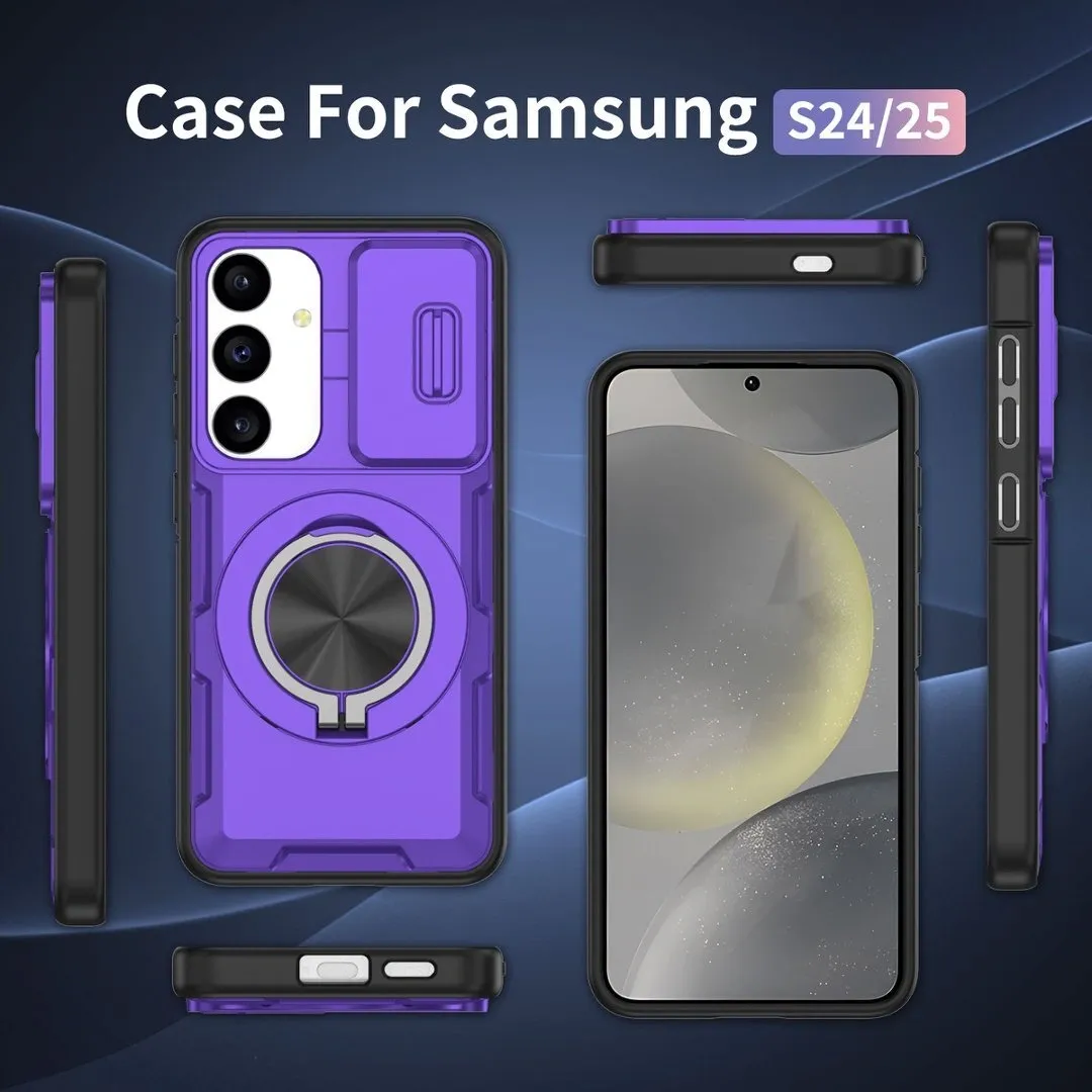 2-in-1 Magnetic Sliding Lens Case, Purple for Samsung S24 - Image 5