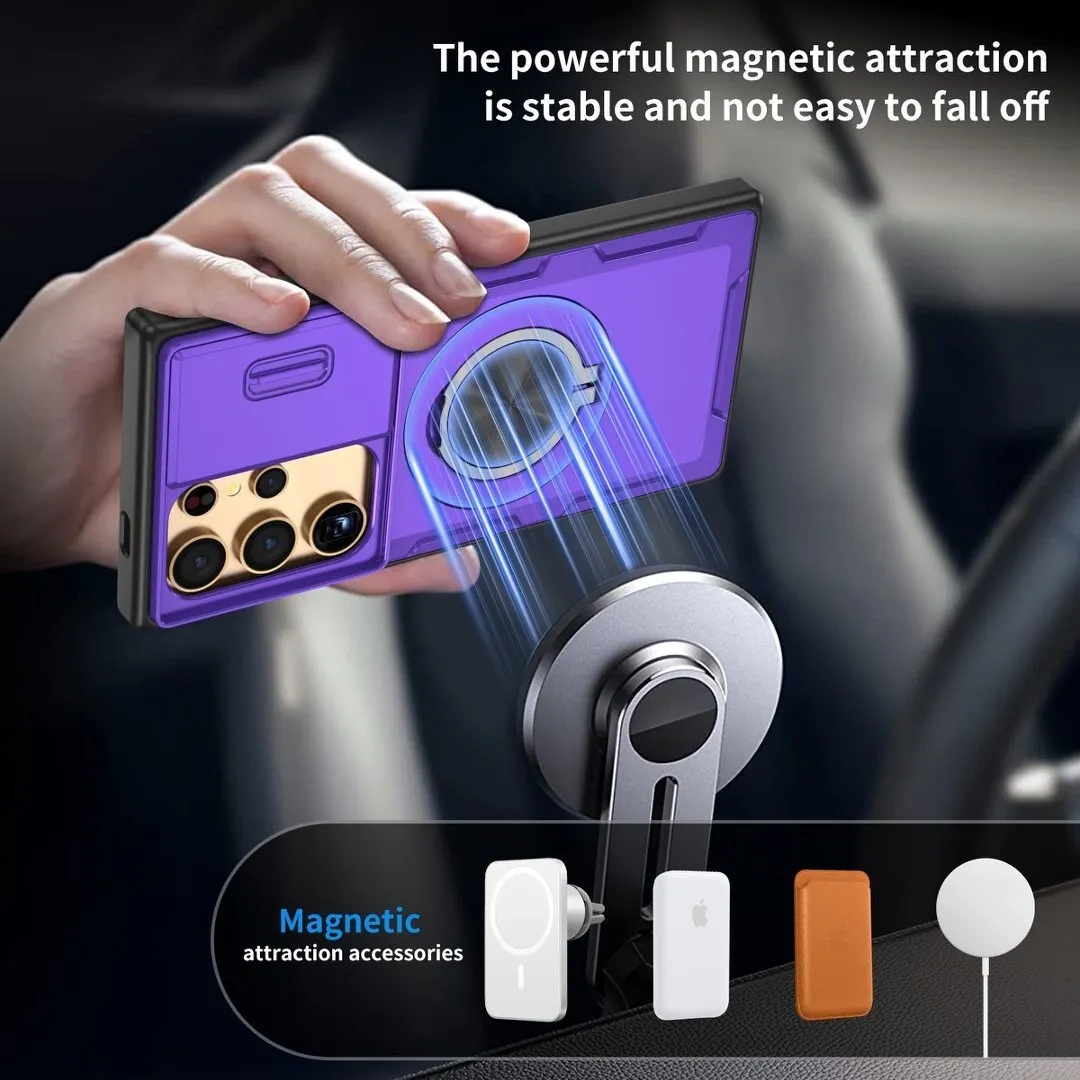 2-in-1 Magnetic Sliding Lens Case, Purple for Samsung S24Ultra - Image 4