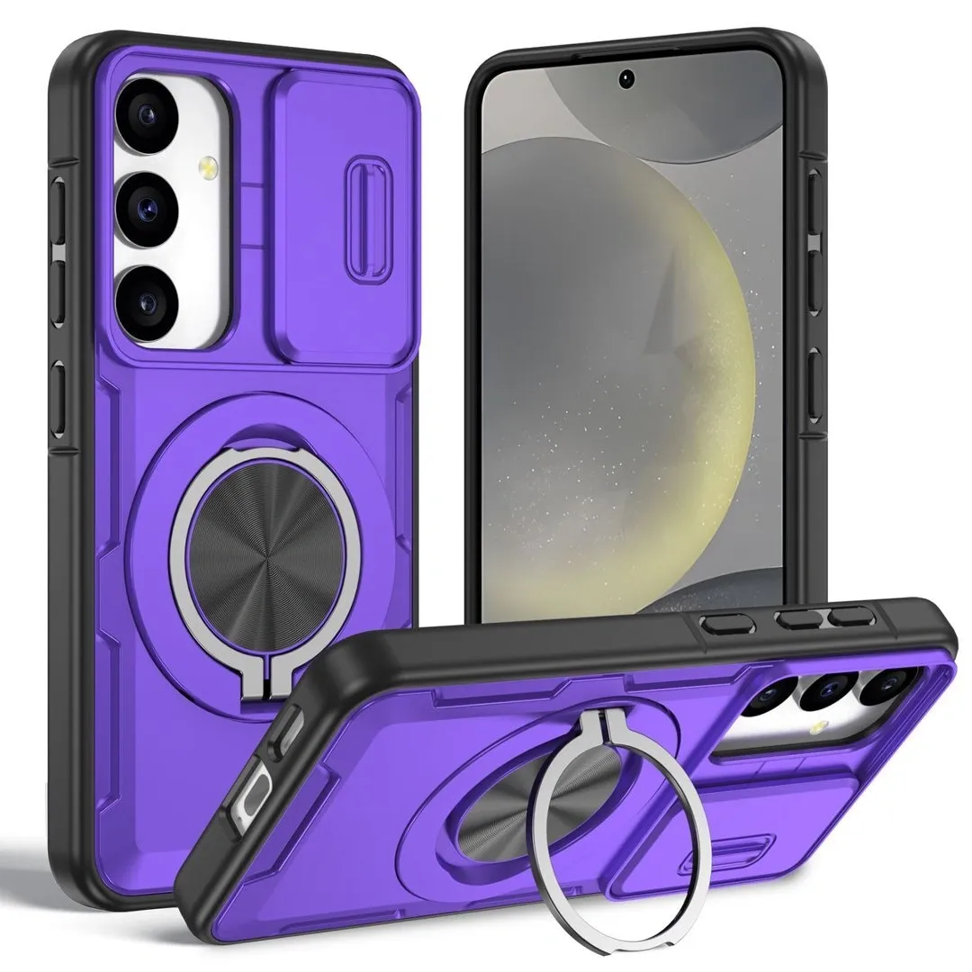 2-in-1 Magnetic Sliding Lens Case, Purple for Samsung S25 - Image 1