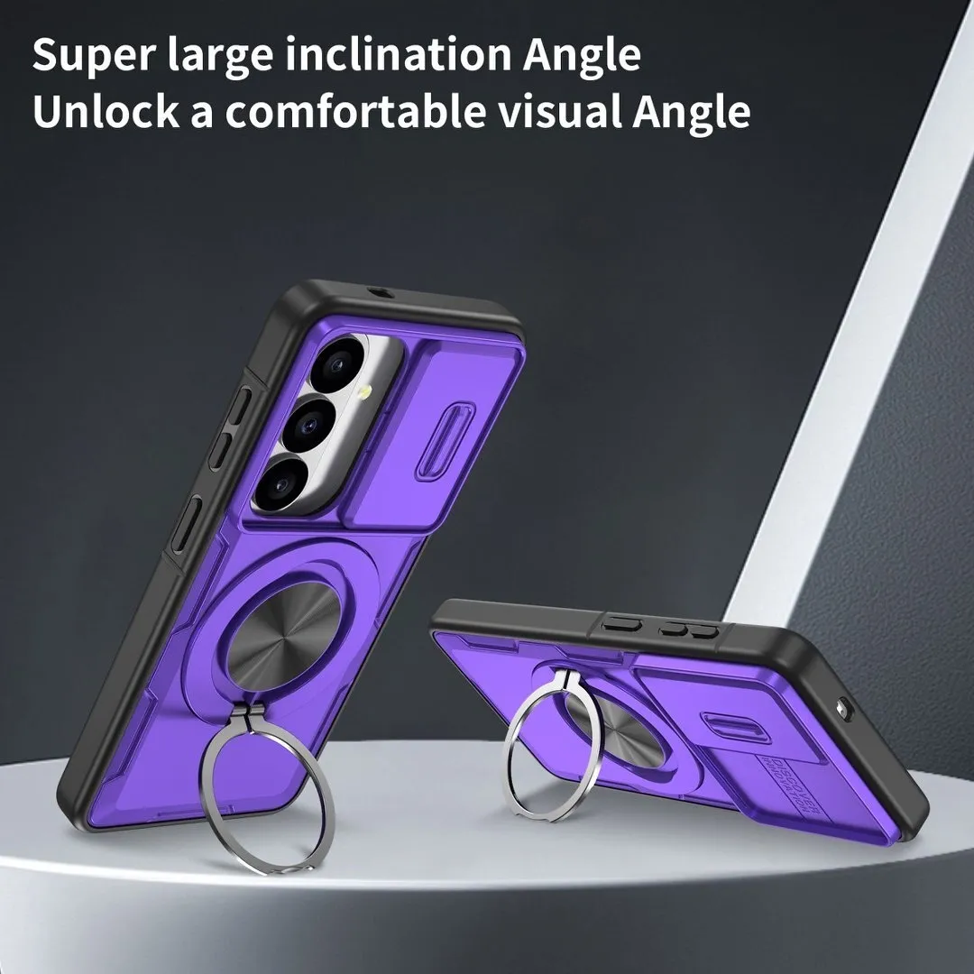 2-in-1 Magnetic Sliding Lens Case, Purple for Samsung S26 - Image 3