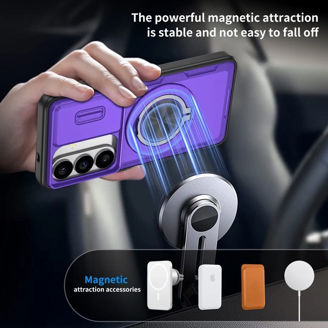 2-in-1 Magnetic Sliding Lens Case, Purple for Samsung S26 - Image 4