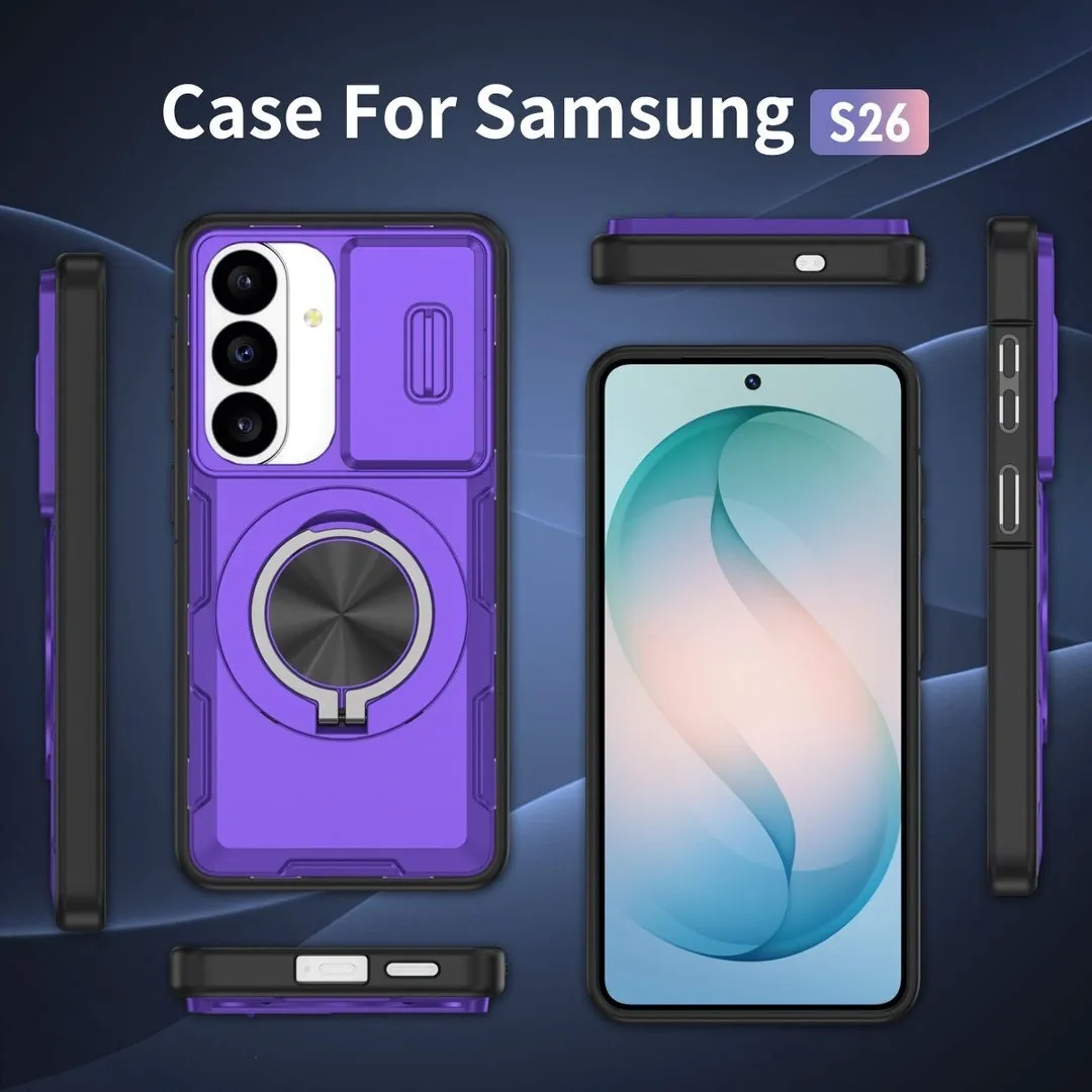 2-in-1 Magnetic Sliding Lens Case, Purple for Samsung S26 - Image 5