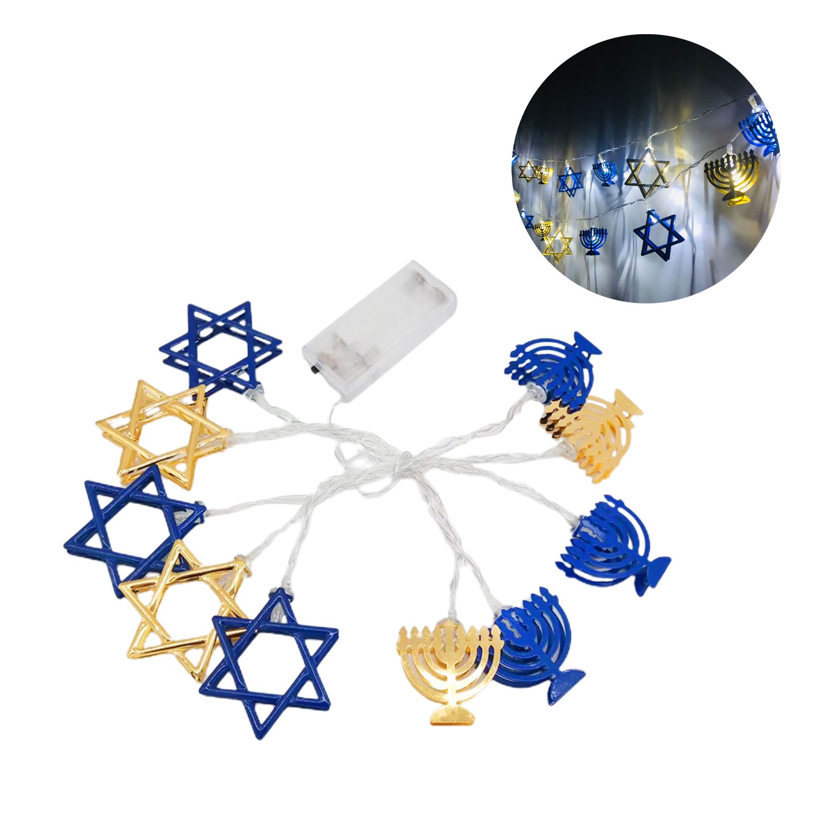 LED Hanukkah String Lights Hexagonal Star Fairy Light 3 Meters 20 LED Decoration Lights - Image 2