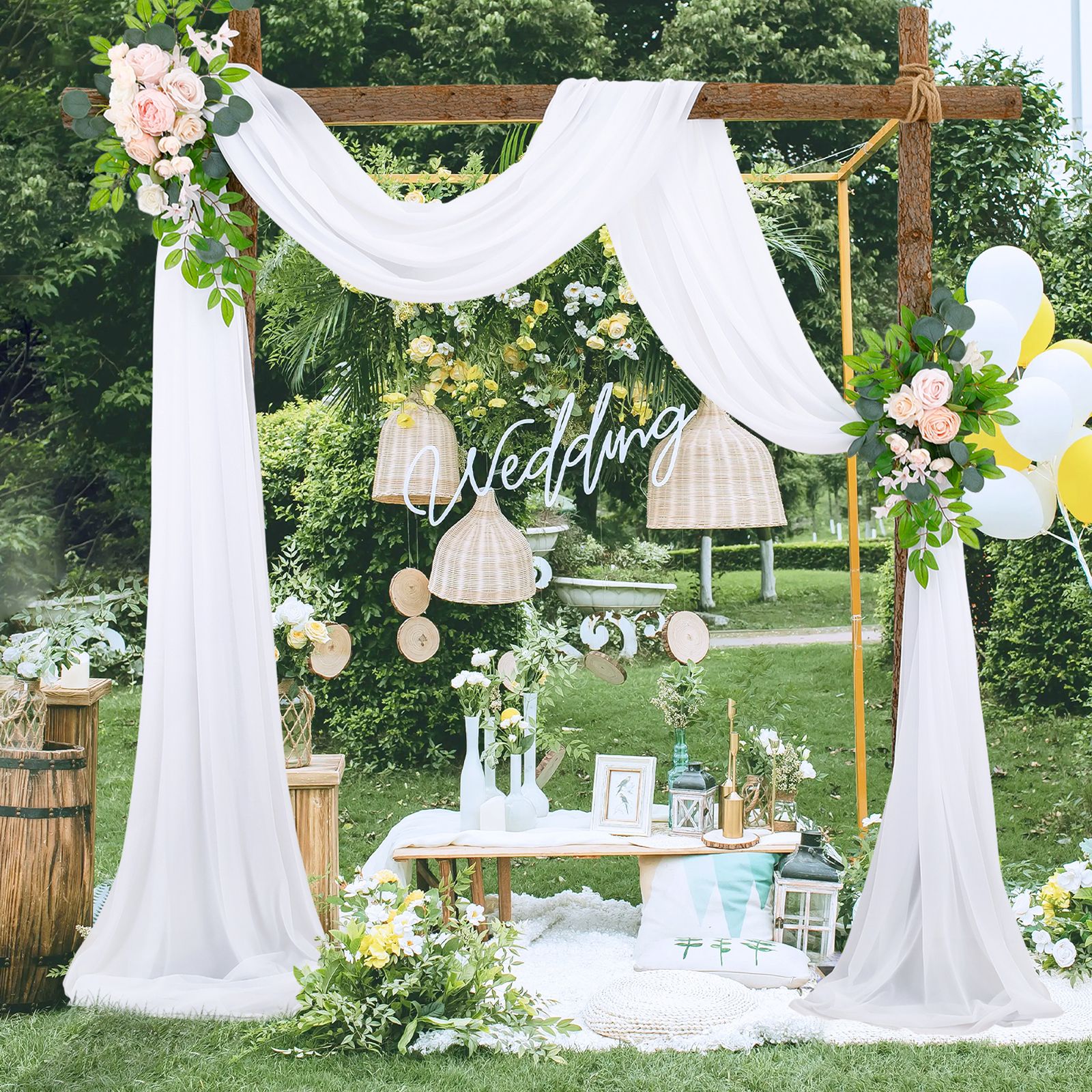 Wedding Arch Chiffon Fabric Drapery Wedding Drapery Arch Decoration Wedding Decor - Image 8