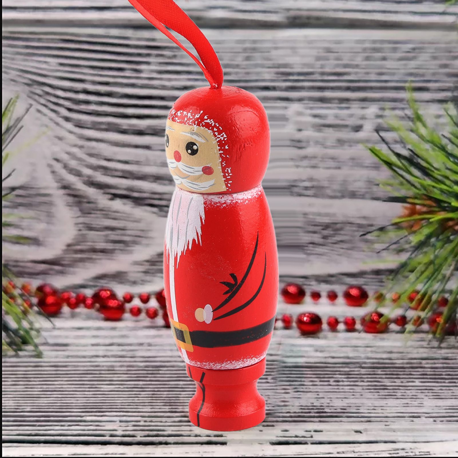 Santa Claus Pendant Funny Santa Ornament Christmas Tree Wooden Fun Crafts Decoration - Image 5