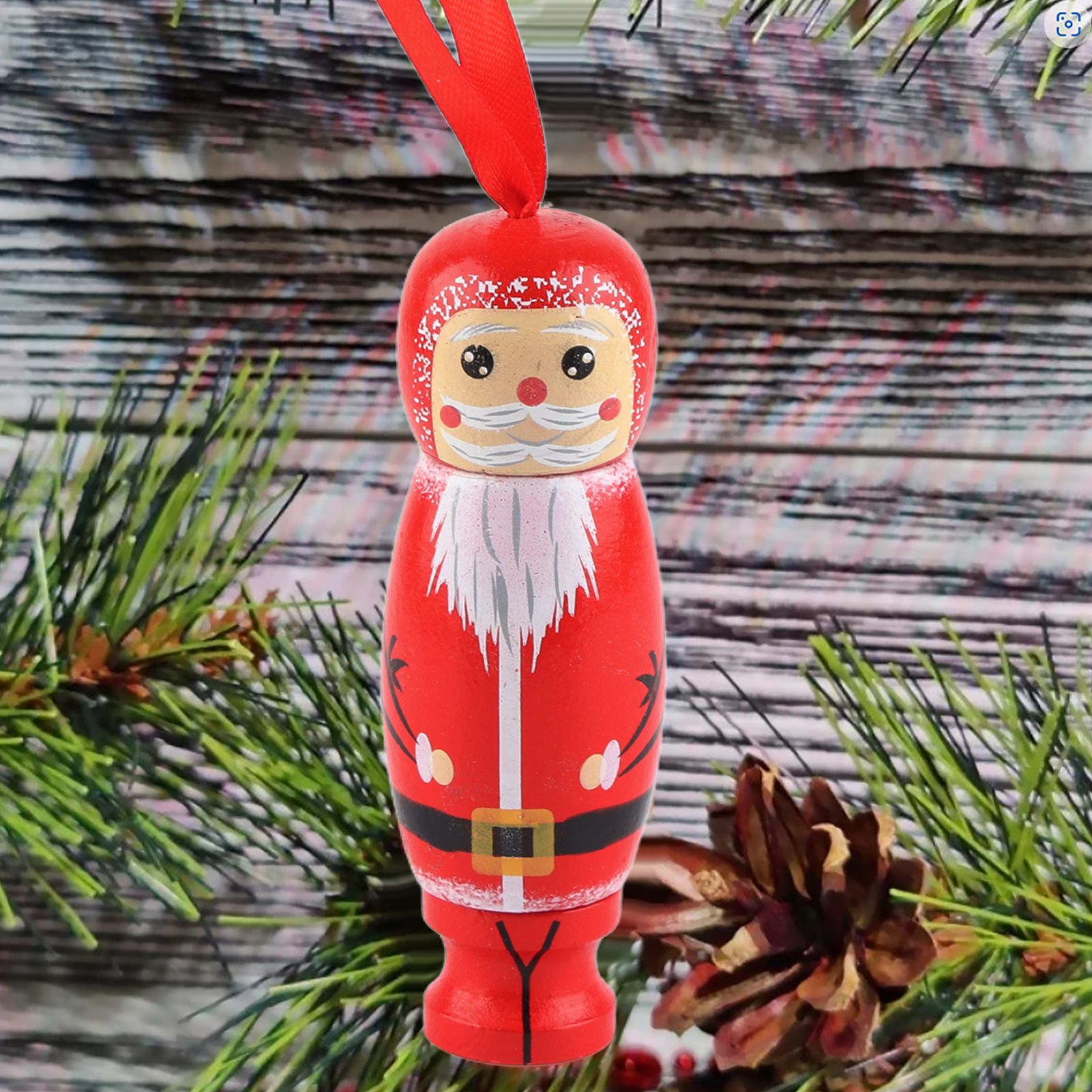 Santa Claus Pendant Funny Santa Ornament Christmas Tree Wooden Fun Crafts Decoration - Image 6