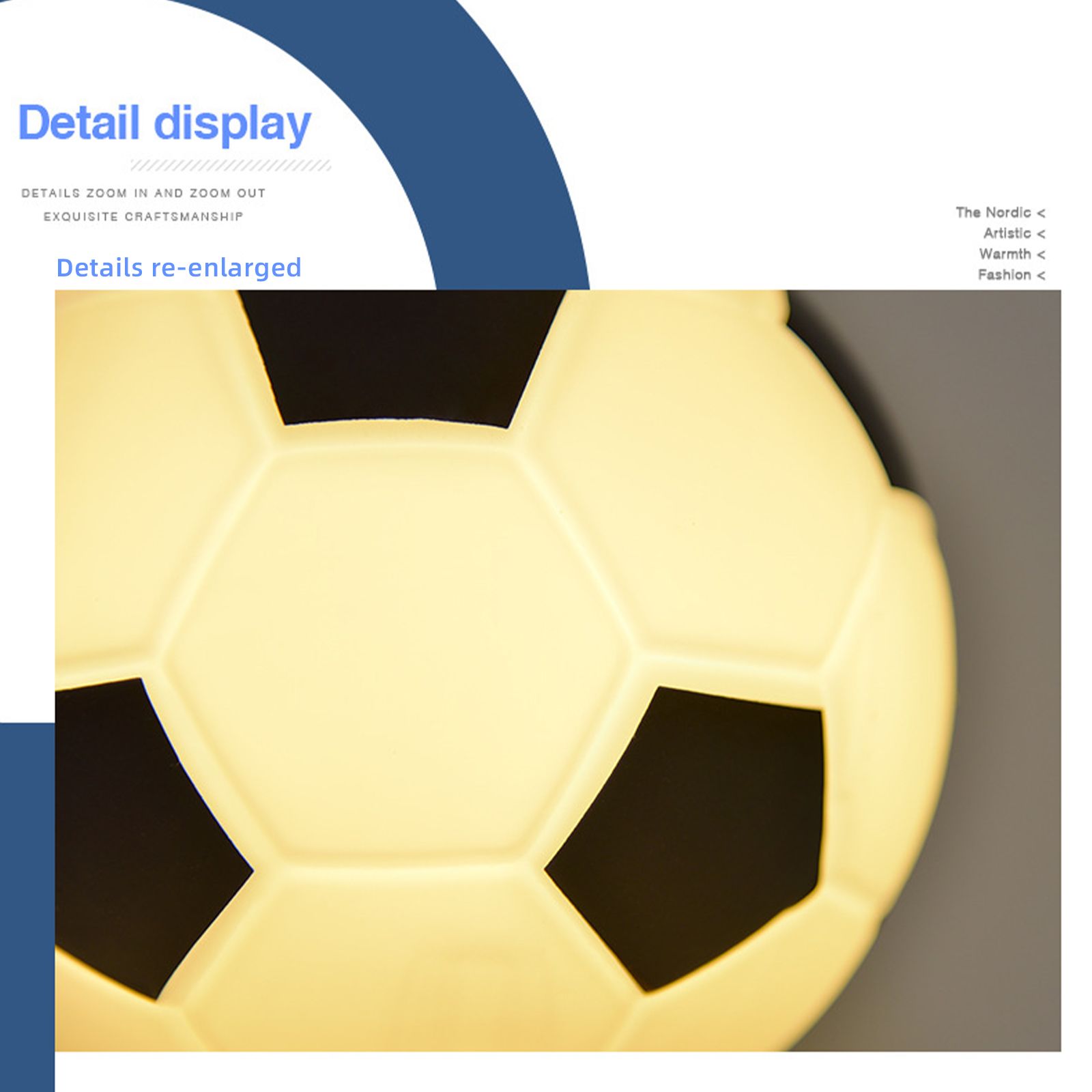 Soccer Remote Control LED Night Light Solid Wood Glass Small Table Lamp Remote Dimming Bedside Bedroom Study Decoration - Image 4