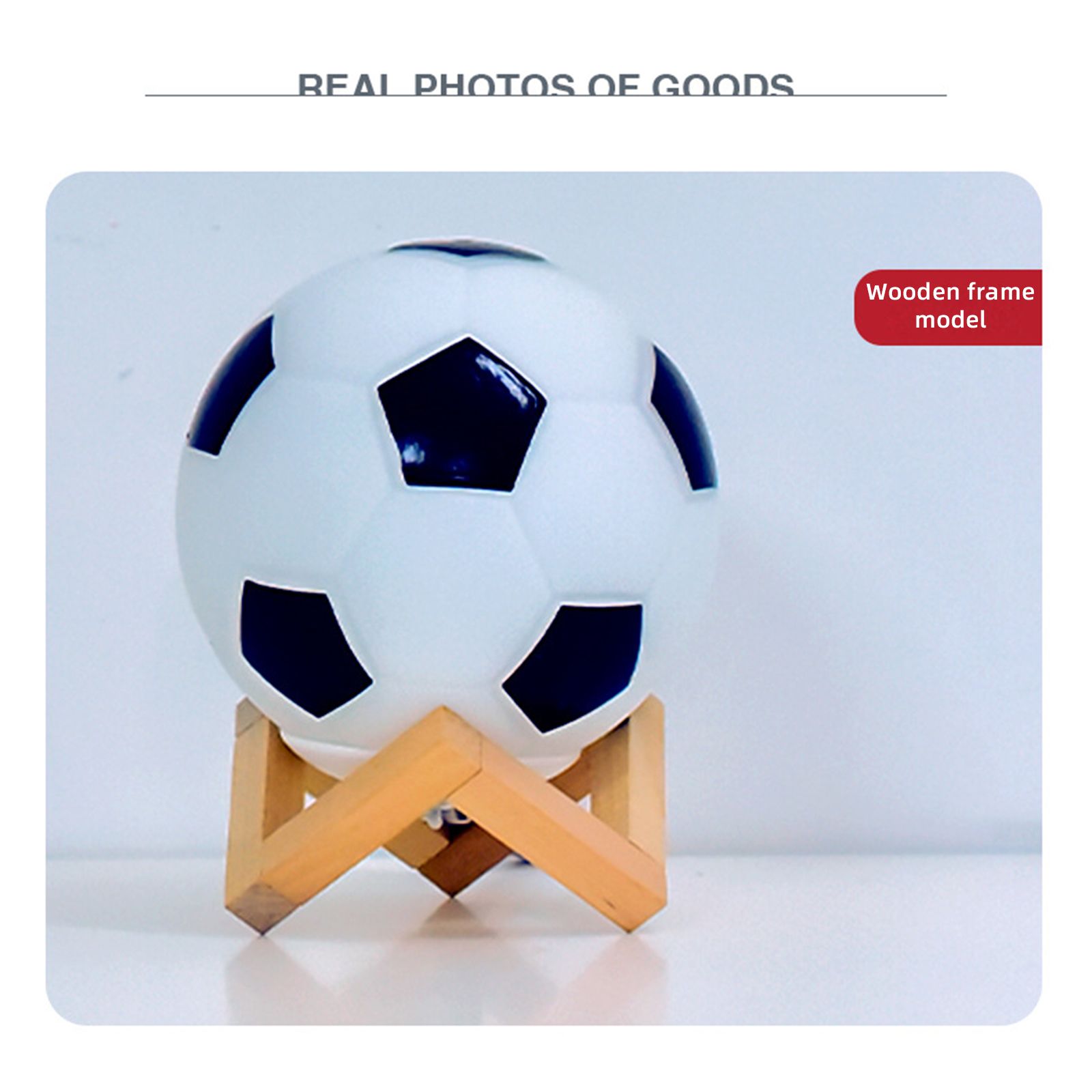Soccer Remote Control LED Night Light Solid Wood Glass Small Table Lamp Remote Dimming Bedside Bedroom Study Decoration - Image 5