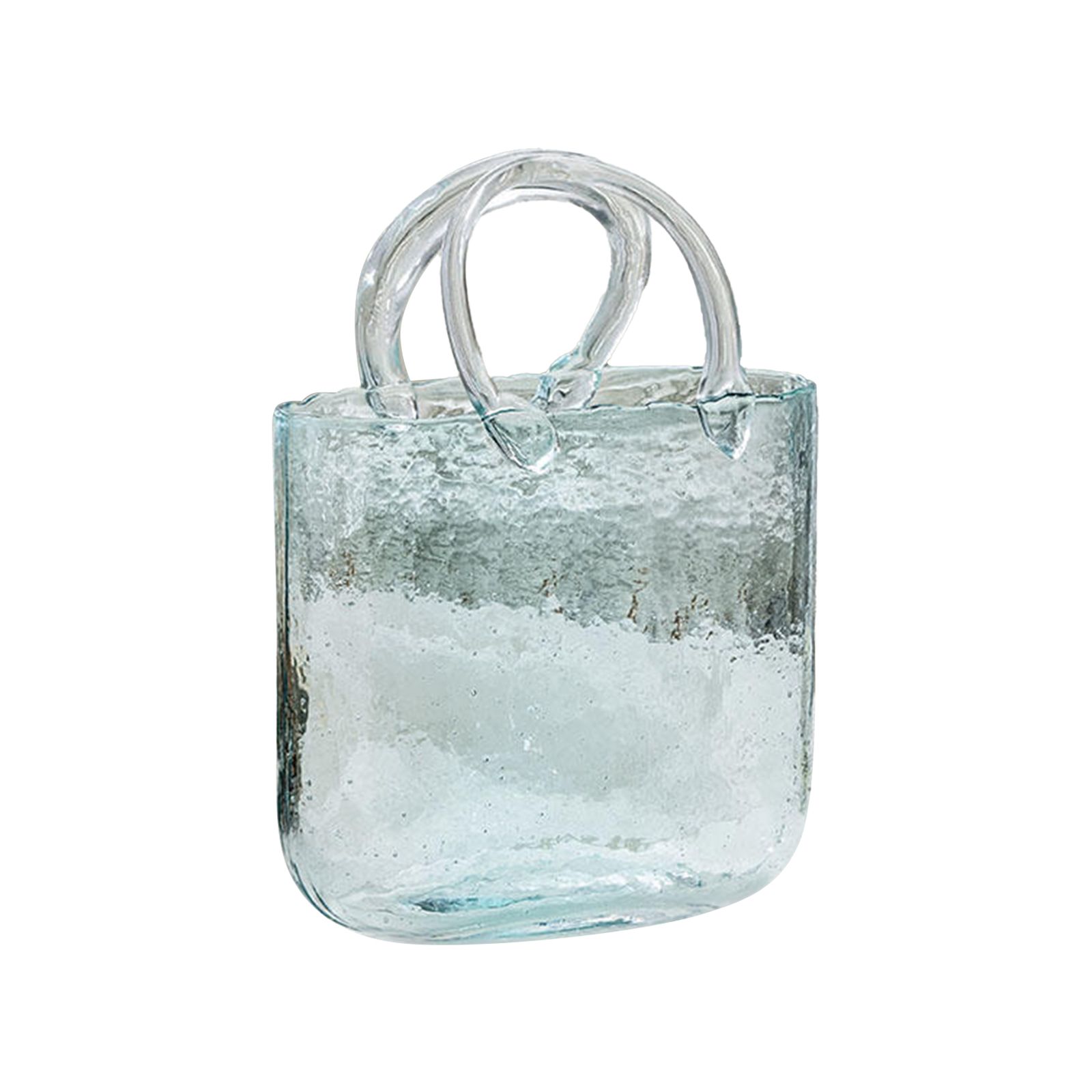Glass Vase Transparent Hand Basket Living Room Flower Arrangement Creative Bag Fish Tank - Image 1