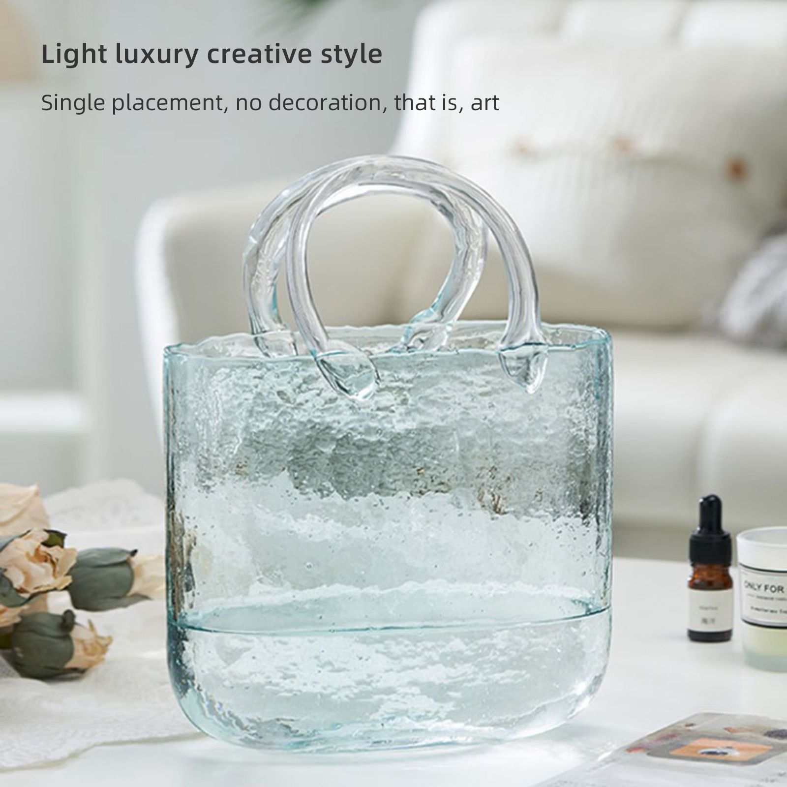 Glass Vase Transparent Hand Basket Living Room Flower Arrangement Creative Bag Fish Tank - Image 7