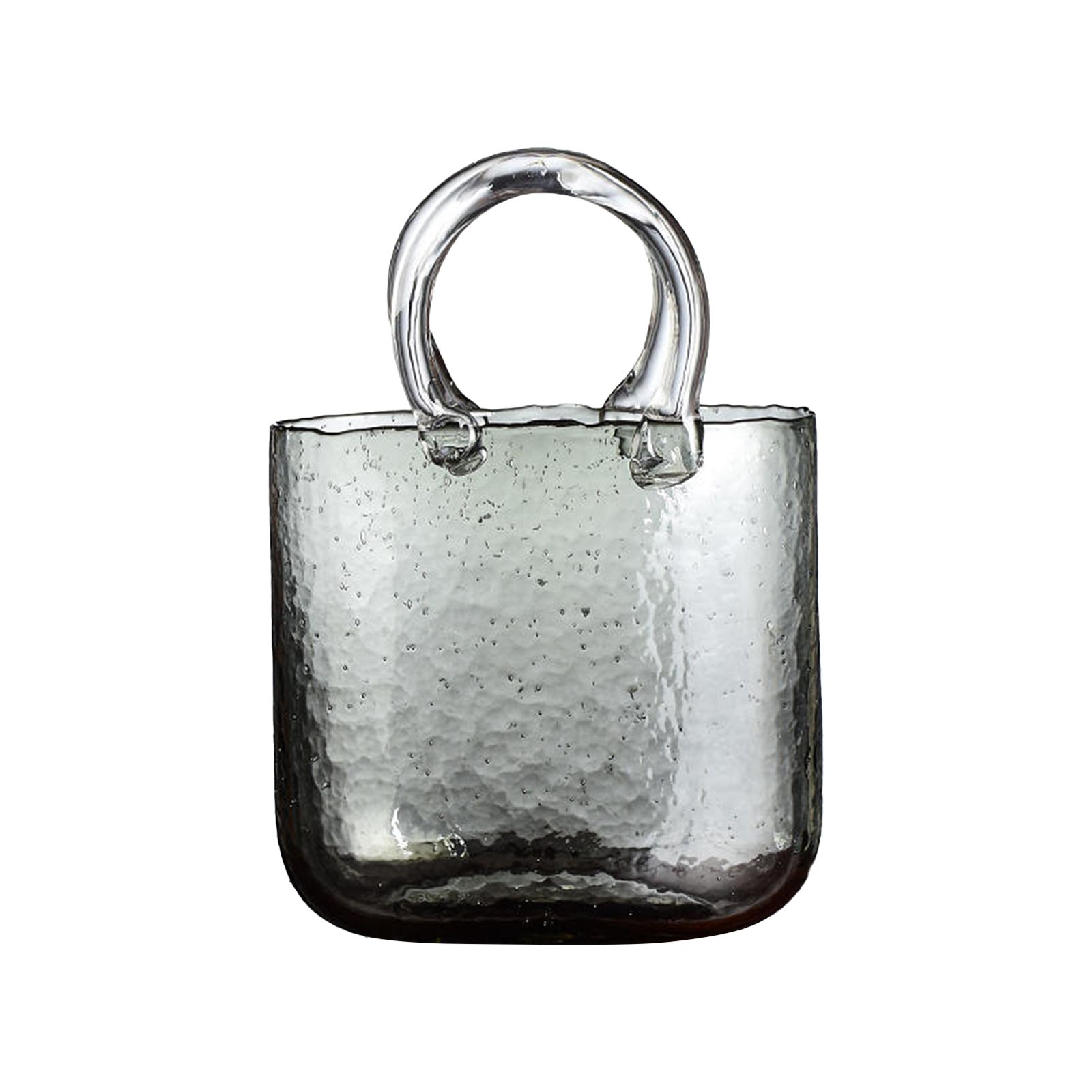 Glass Vase Transparent Hand Basket Living Room Flower Arrangement Creative Bag Fish Tank - Image 1