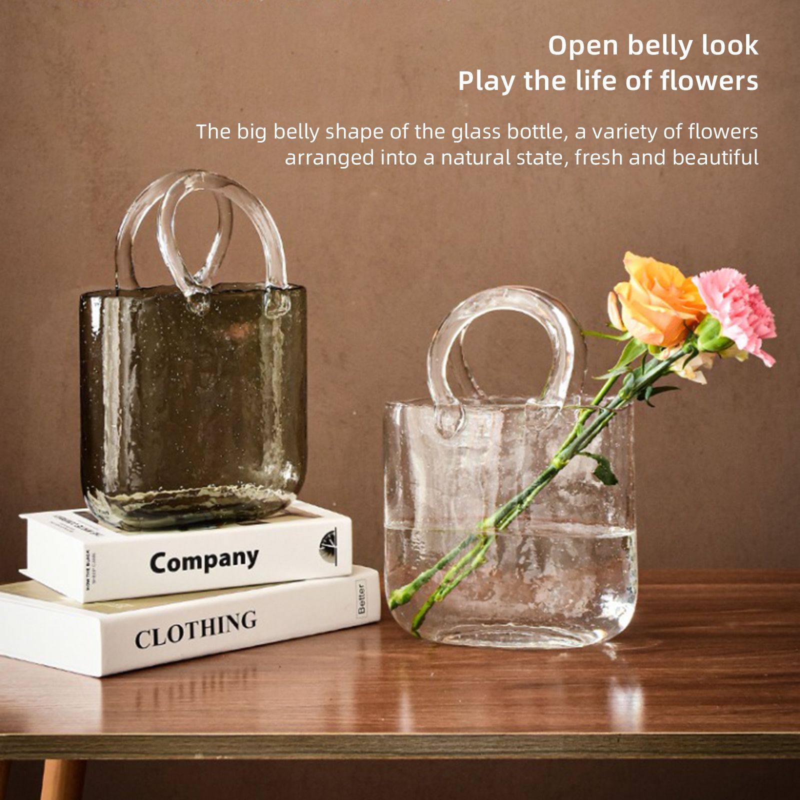 Glass Vase Transparent Hand Basket Living Room Flower Arrangement Creative Bag Fish Tank - Image 7