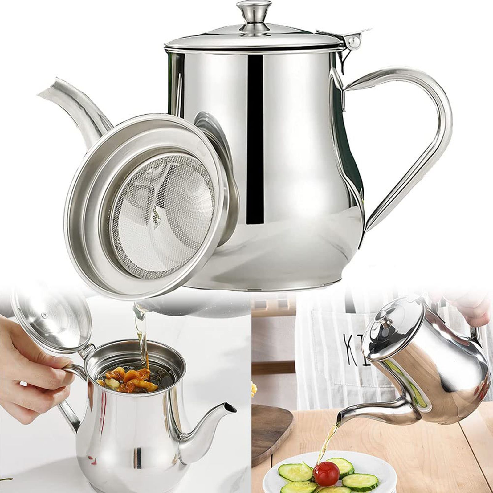 Stainless Steel Lubricator with Filter Screen Oil Strainer Pot Olive Oil Dispenser With Dust Proof Lid - Image 7
