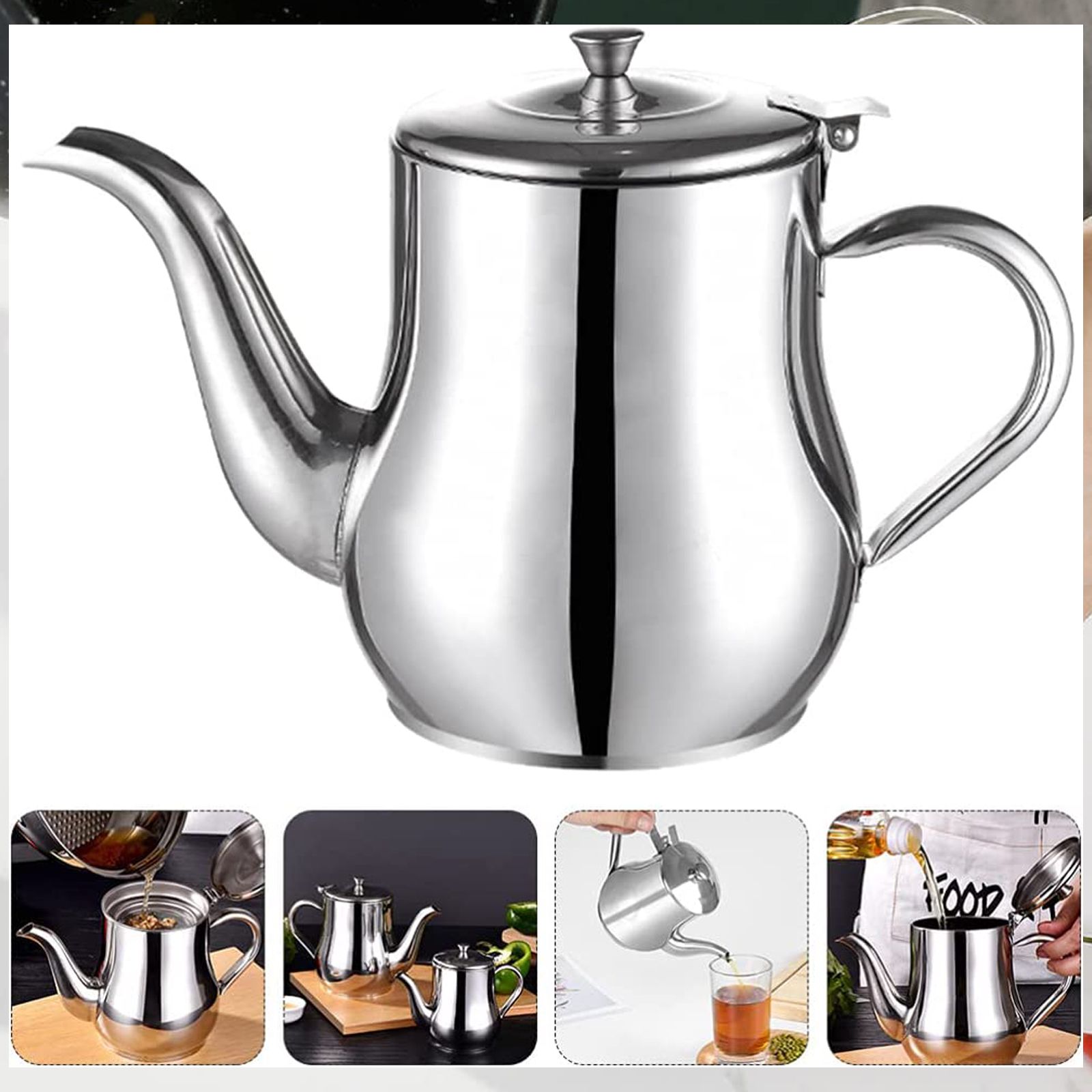 Stainless Steel Lubricator with Filter Screen Oil Strainer Pot Olive Oil Dispenser With Dust Proof Lid - Image 3