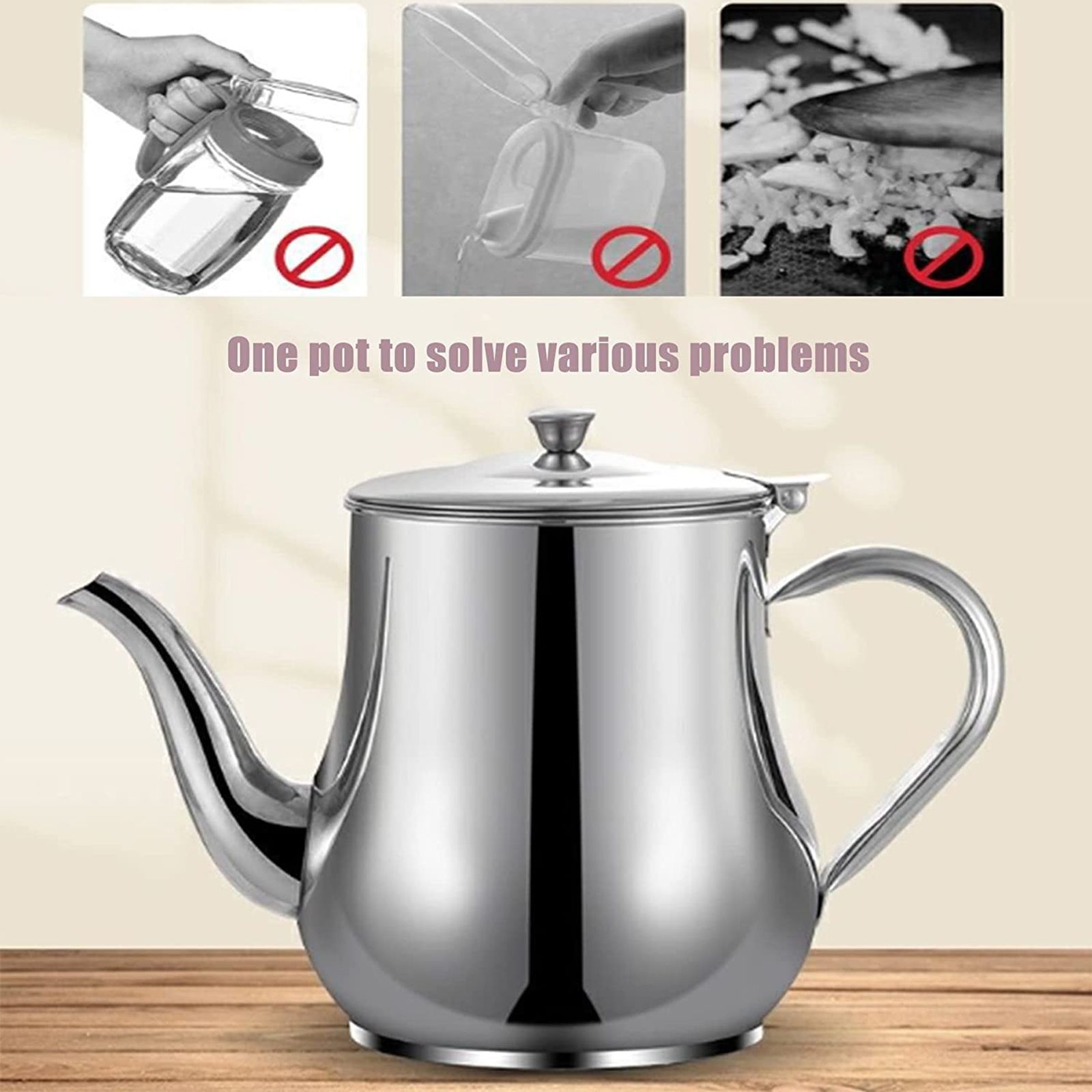 Stainless Steel Lubricator with Filter Screen Oil Strainer Pot Olive Oil Dispenser With Dust Proof Lid - Image 6