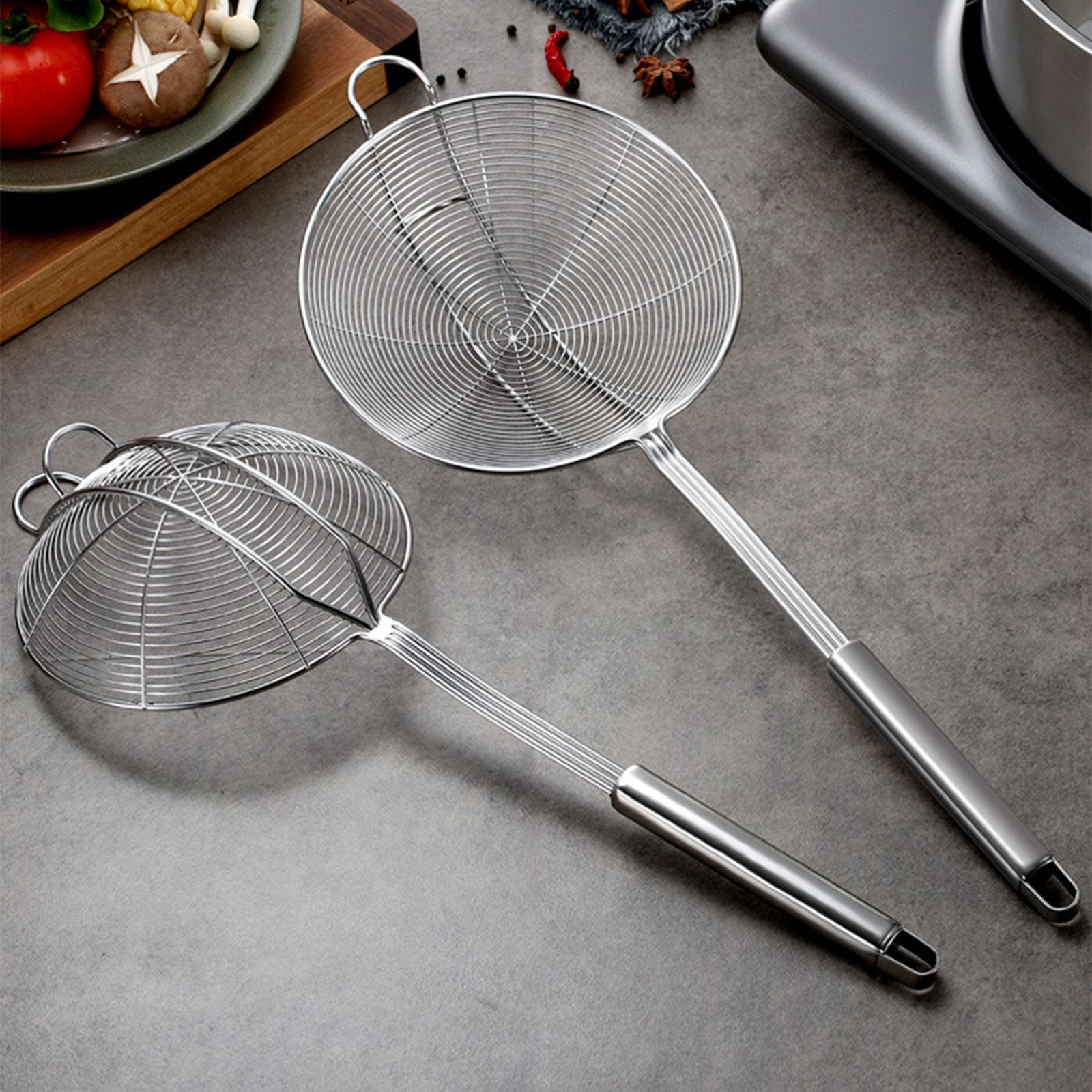 Strainer Spoon Long Stainless Steel Anti Scald Safe Slotted Ladle for Kitchen Cooking Frying Spaghetti - Image 2