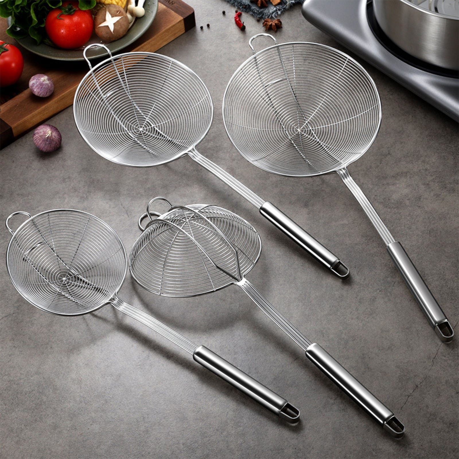 Strainer Spoon Long Stainless Steel Anti Scald Safe Slotted Ladle for Kitchen Cooking Frying Spaghetti - Image 4