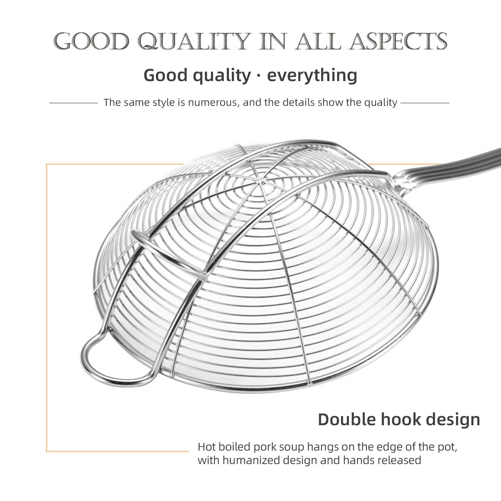 Strainer Spoon Long Stainless Steel Anti Scald Safe Slotted Ladle for Kitchen Cooking Frying Spaghetti - Image 7