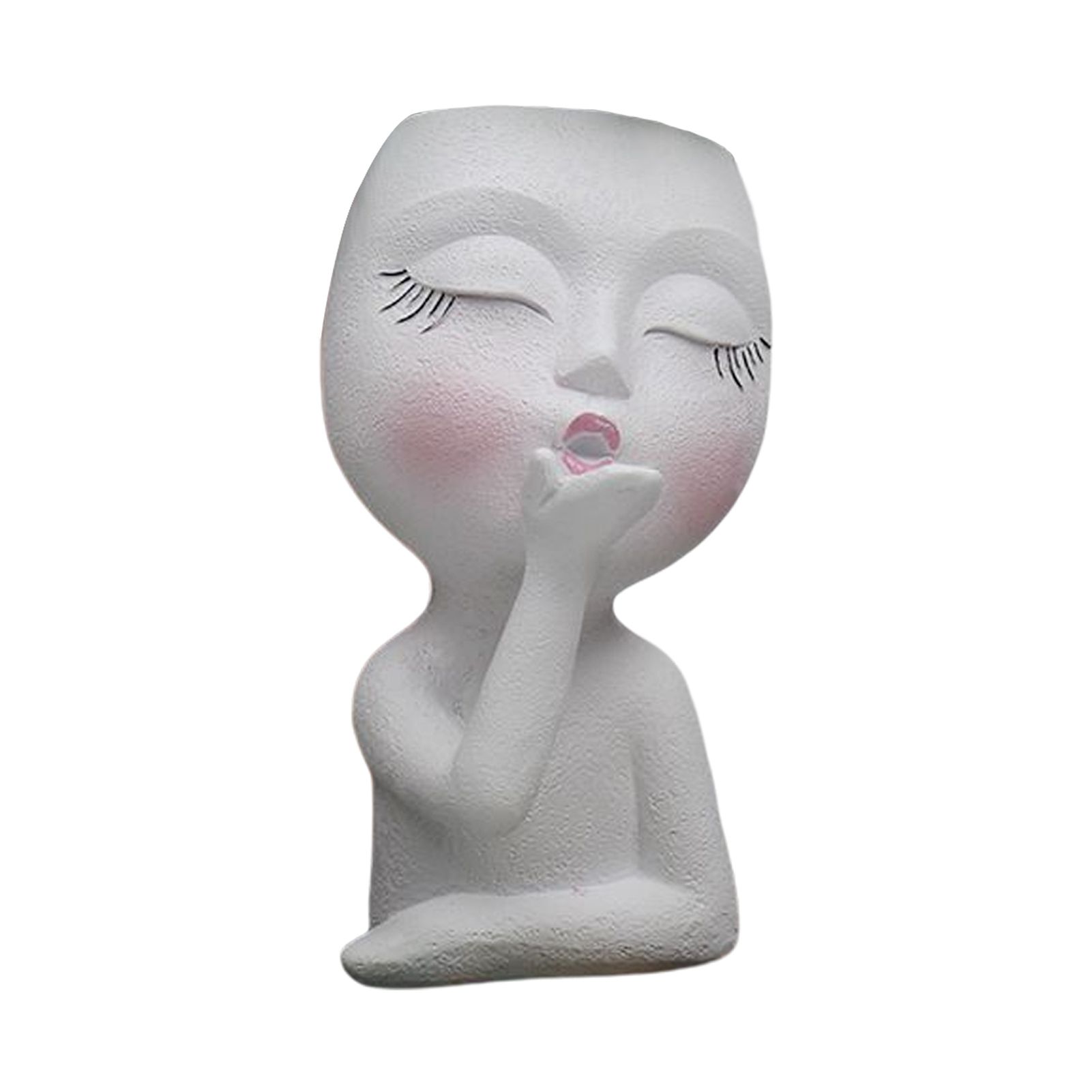 Sculpture Flower Pot Resin Portrait Flying Kiss Flower Pot Planter Pot Closed Eye Flower Pot - Image 1