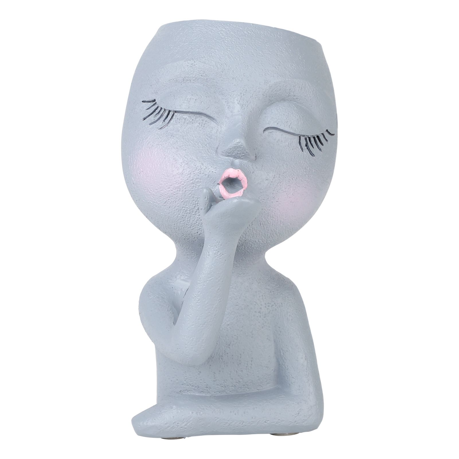 Sculpture Flower Pot Resin Portrait Flying Kiss Flower Pot Planter Pot Closed Eye Flower Pot - Image 3
