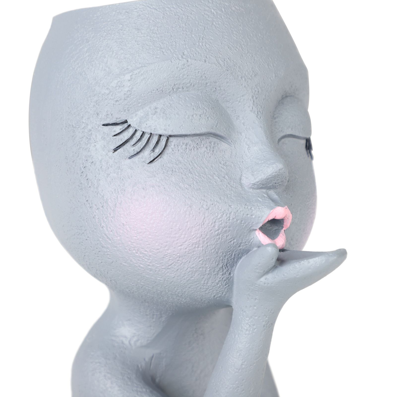 Sculpture Flower Pot Resin Portrait Flying Kiss Flower Pot Planter Pot Closed Eye Flower Pot - Image 7
