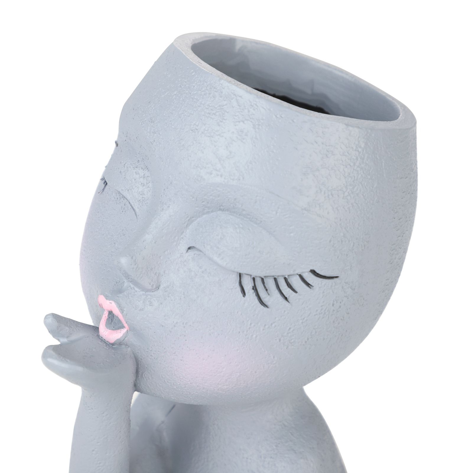 Sculpture Flower Pot Resin Portrait Flying Kiss Flower Pot Planter Pot Closed Eye Flower Pot - Image 8