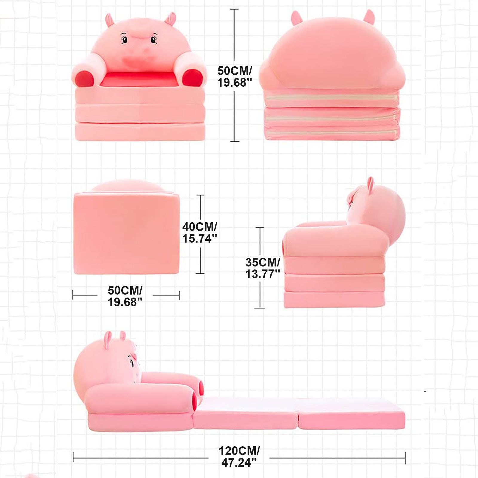 2 in 1 Foldable Children's Sofa Cushion Plush Sofa Cute Sofa Chair for Children - Image 4