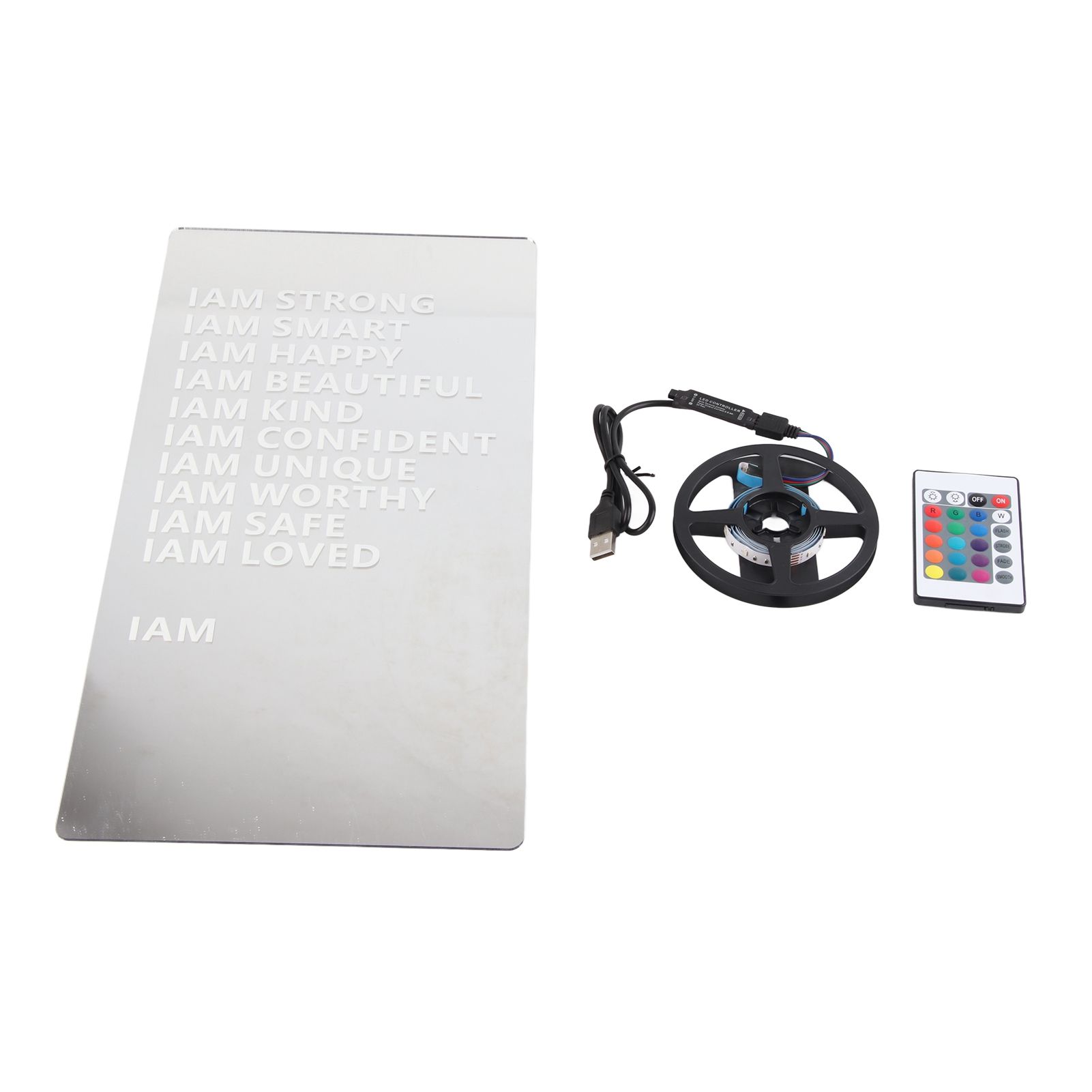 LED Affirmation Mirror Acrylic Mirror USB Mirror Inspirational Mirror Versatile Decor - Image 1