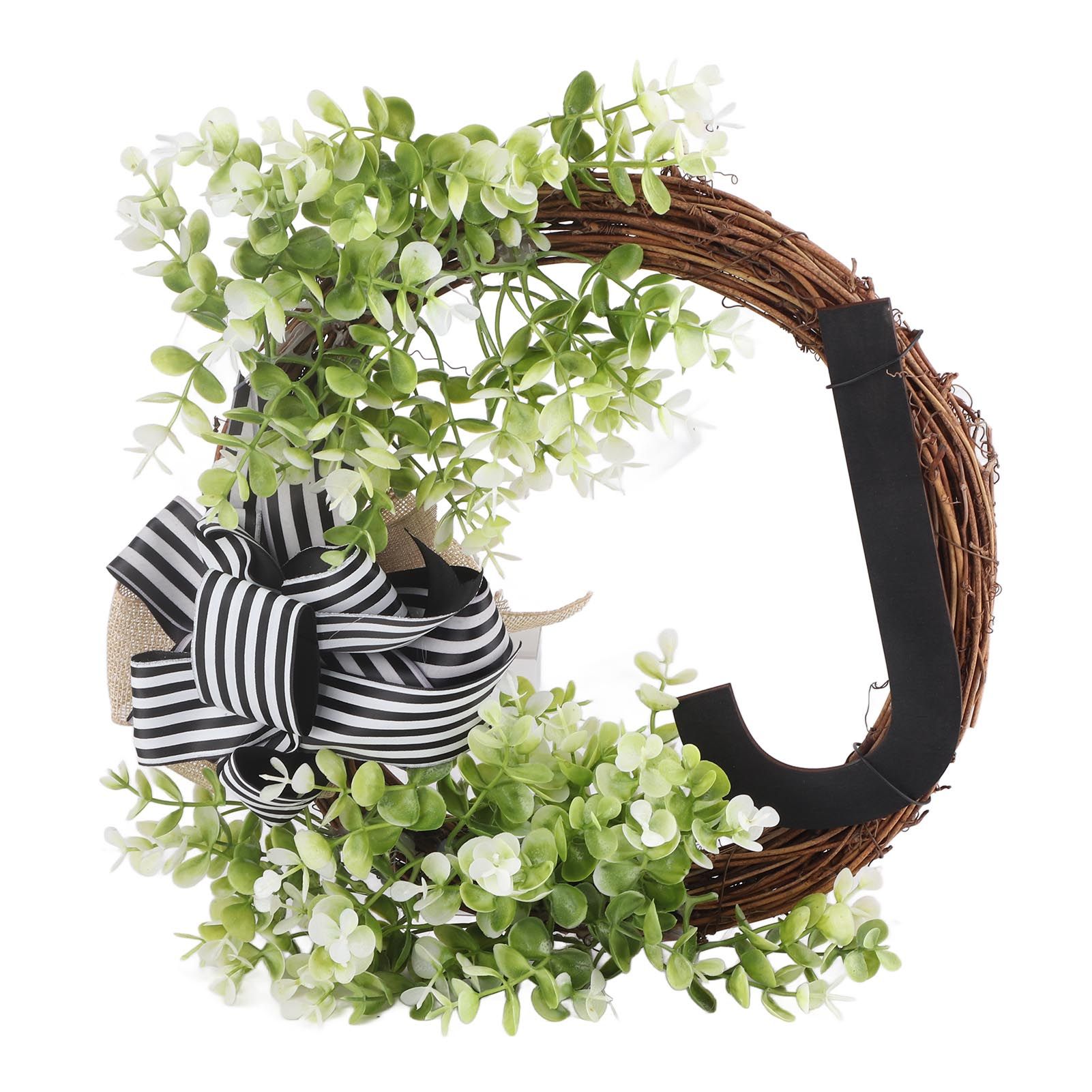 Creative Front Door Wreath with Bow 26 Letter Garden Outdoor Decorative Wreath - Image 1