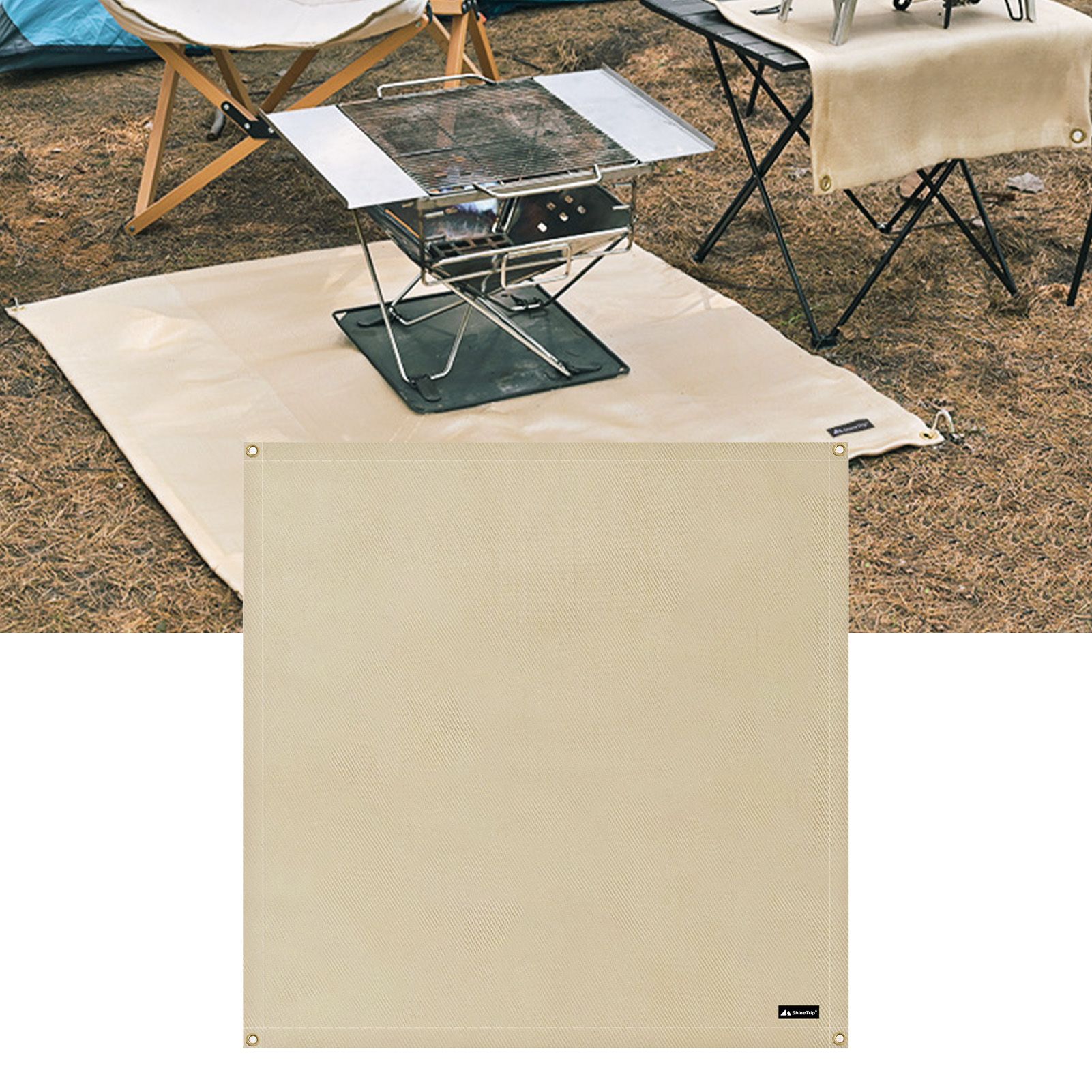 BBQ Grill Mat Outdoor Picnic Fire Pit Mat High Temperature Resistant Glass Fiber Fireproof Cloth M 80x80cm - Image 5