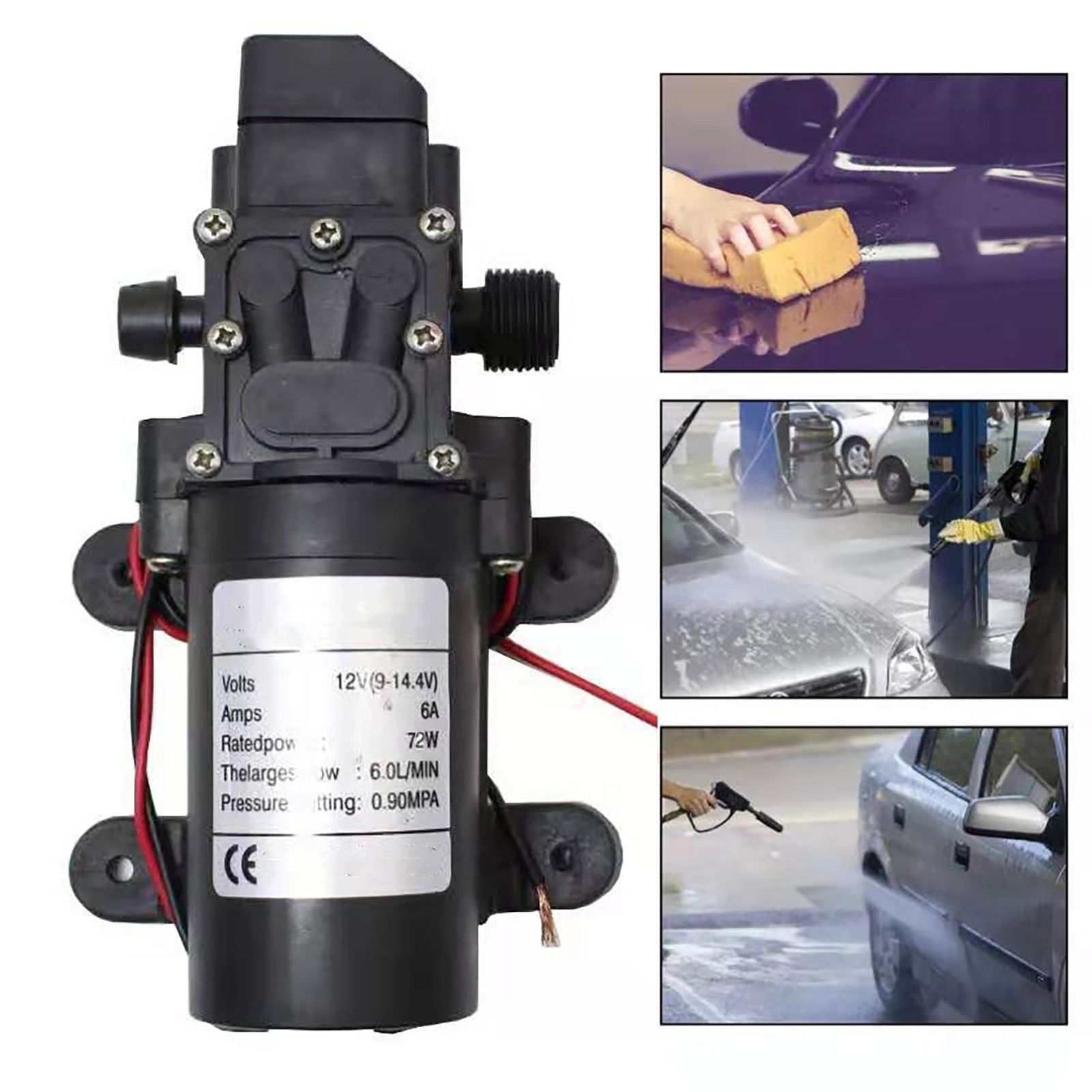 High Pressure Diaphragm Pump Smart Electric 6L Flow Rate Self Priming Pump for Car Wash Agricultural DC12V 72W - Image 5