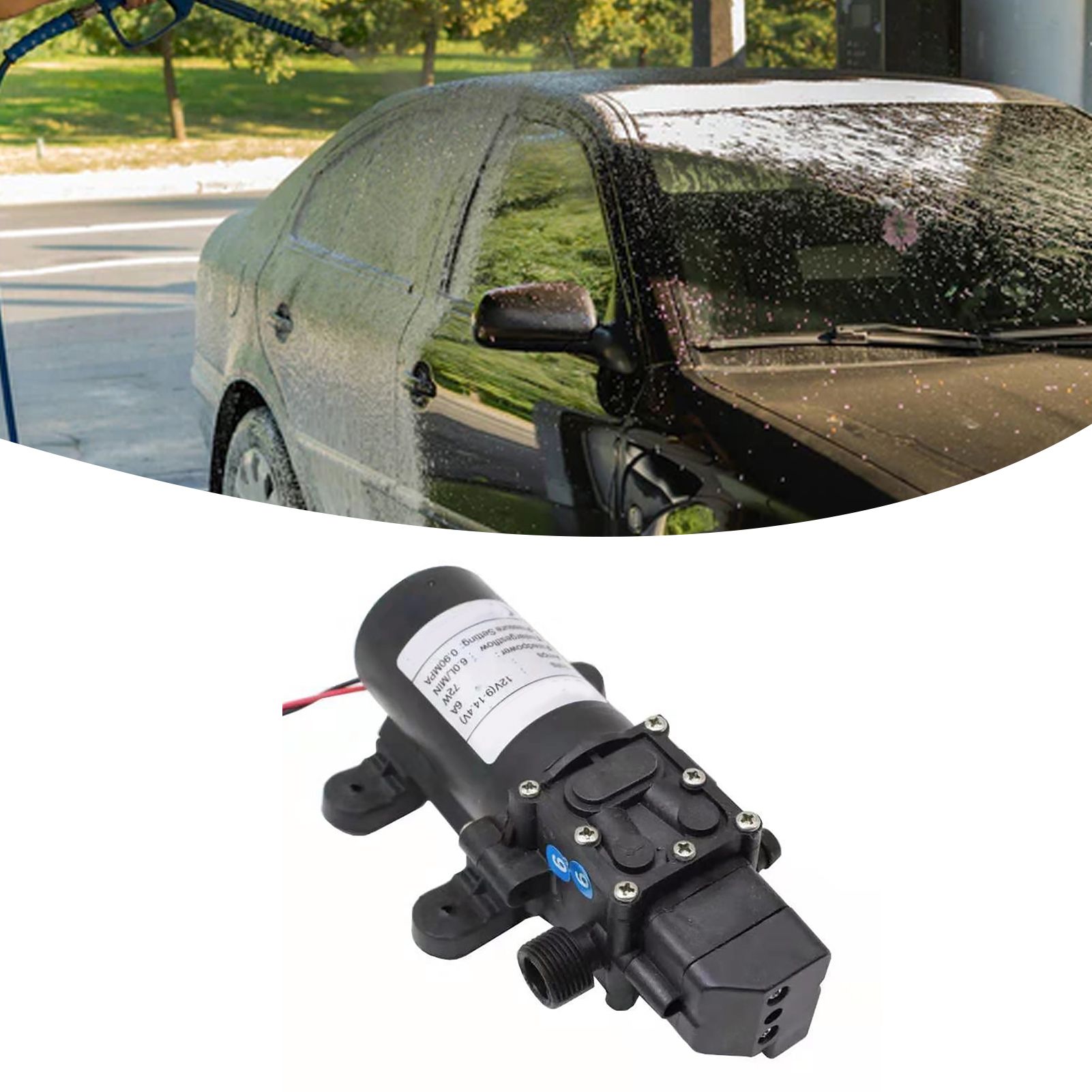 High Pressure Diaphragm Pump Smart Electric 6L Flow Rate Self Priming Pump for Car Wash Agricultural DC12V 72W - Image 6