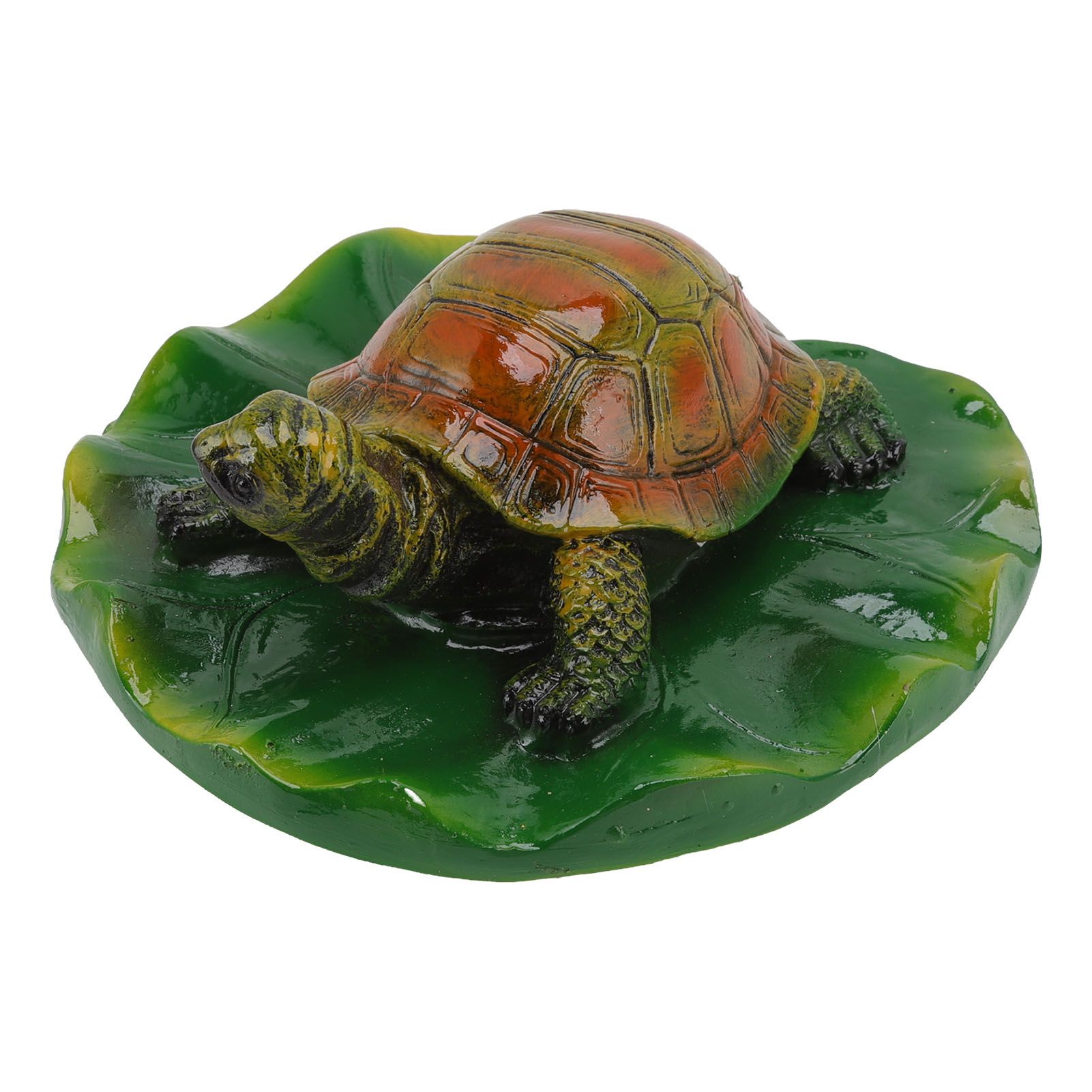 Garden Animals Statues Cute Vivid Synthetic Resin Outdoor Garden Animal Figurines for Patio Terrace Home Office Space Lotus Leaf Tortoise - Image 2