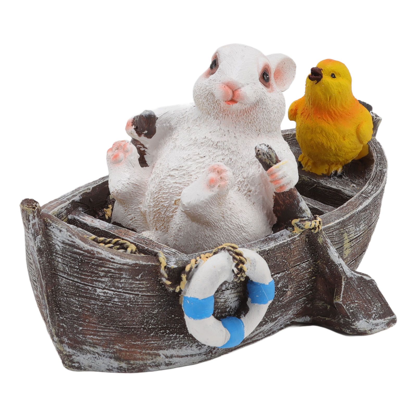 Garden Animals Statues Cute Vivid Synthetic Resin Outdoor Garden Animal Figurines for Patio Terrace Home Office Space Boating White Rabbit - Image 1