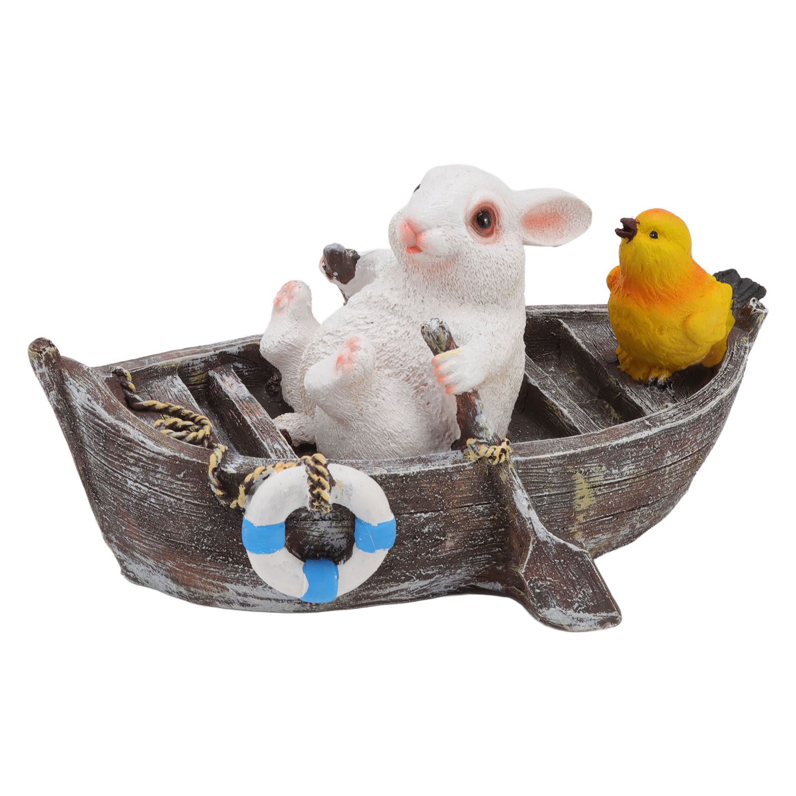 Garden Animals Statues Cute Vivid Synthetic Resin Outdoor Garden Animal Figurines for Patio Terrace Home Office Space Boating White Rabbit - Image 2
