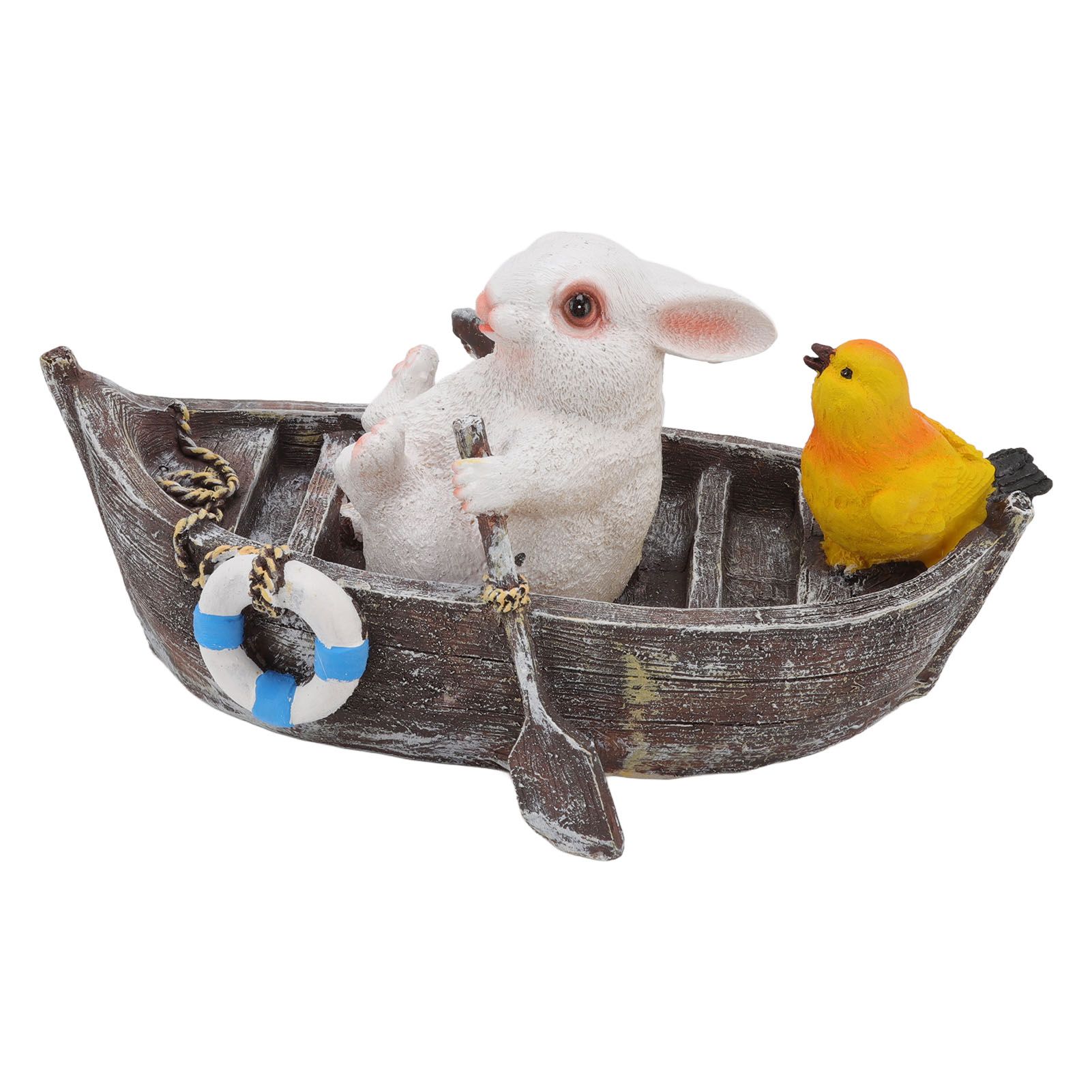 Garden Animals Statues Cute Vivid Synthetic Resin Outdoor Garden Animal Figurines for Patio Terrace Home Office Space Boating White Rabbit - Image 3