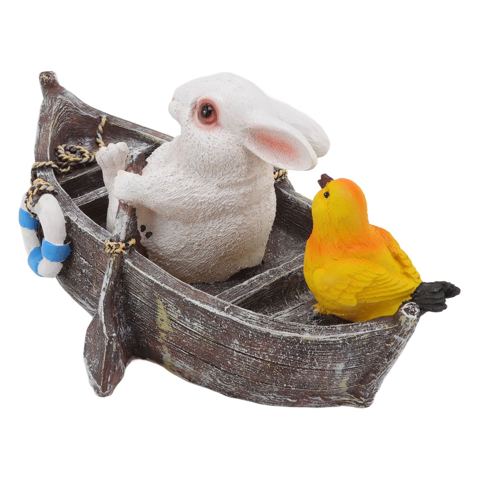 Garden Animals Statues Cute Vivid Synthetic Resin Outdoor Garden Animal Figurines for Patio Terrace Home Office Space Boating White Rabbit - Image 4