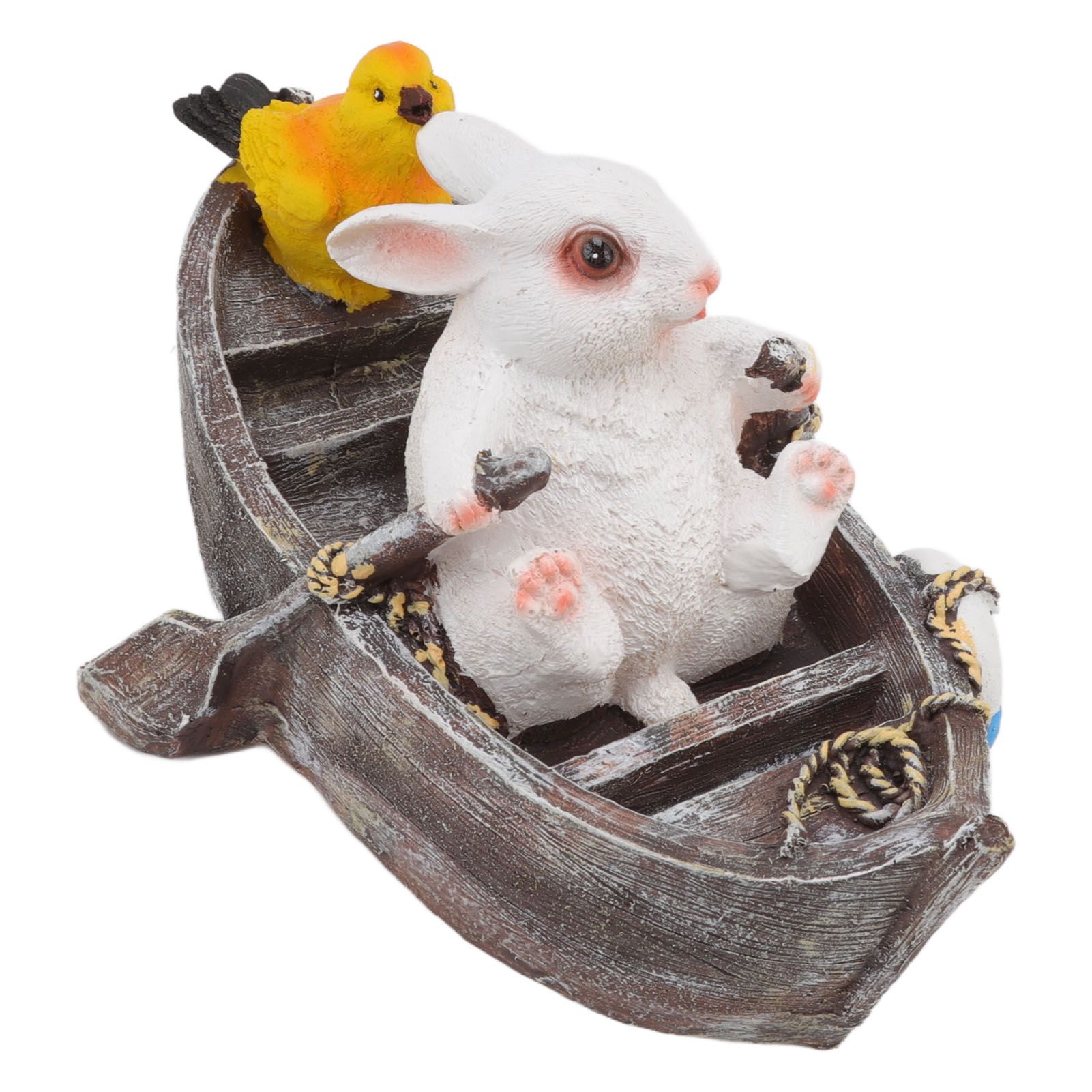 Garden Animals Statues Cute Vivid Synthetic Resin Outdoor Garden Animal Figurines for Patio Terrace Home Office Space Boating White Rabbit - Image 5